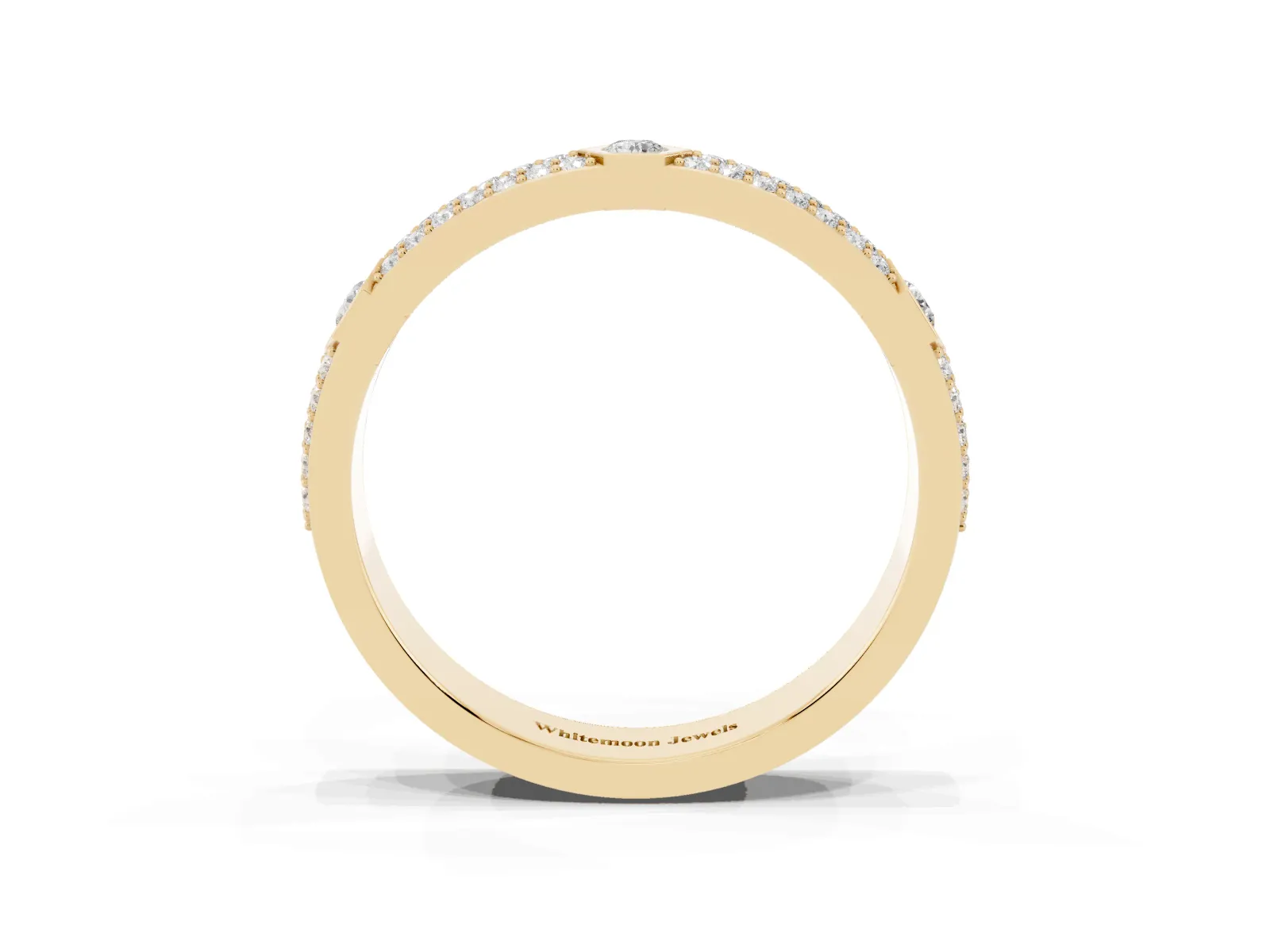Round Diamond Pavé Promise Ring with Round Diamond Accents Yellow gold