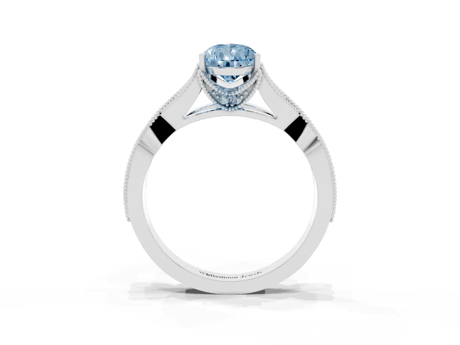Fancy Blue Pear Cut Cut Diamond Twisted Band with Milgrain Pave Setting and Four-Prong Setting Platinum
