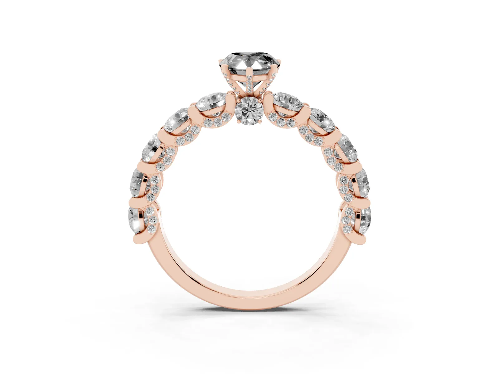 Fancy Black Pear Cut Diamond Side Stone Engagement Ring with Four-Prong Setting Rose gold