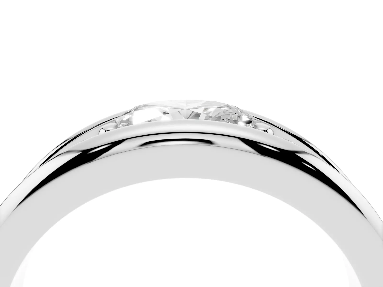 Oval Diamond Mens Ring with Round Diamond Accents Platinum