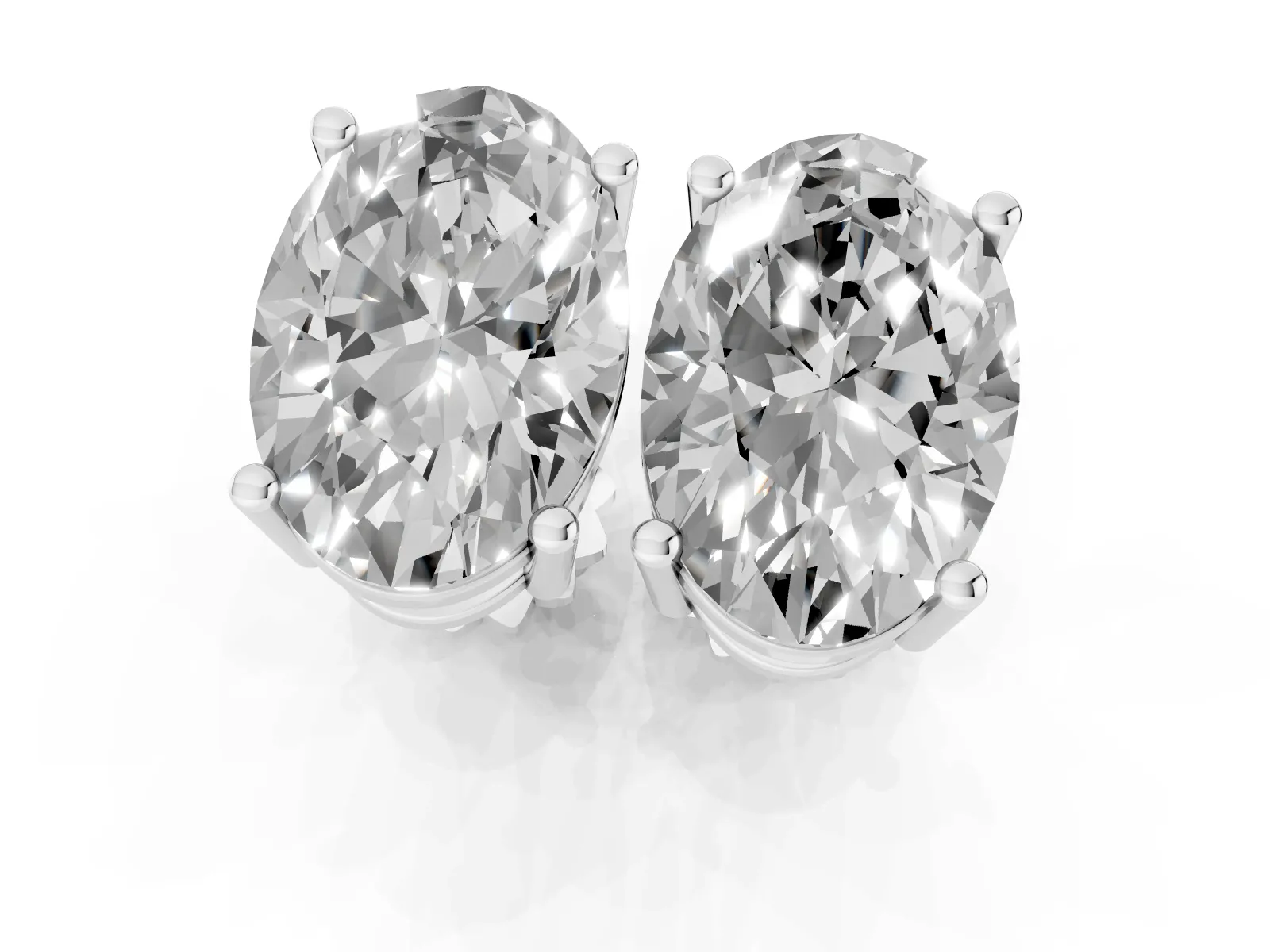 Oval Cut Diamond Stud Earrings Platinum