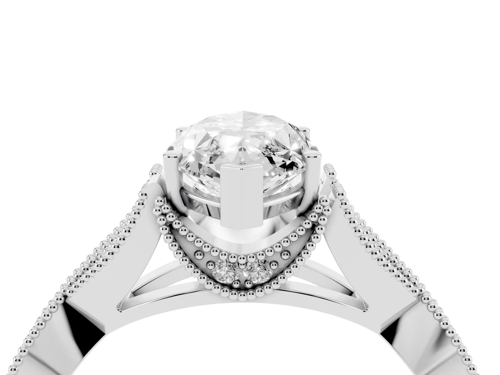 Marquise Cut Cut Diamond Twisted Band with Milgrain Pave Setting and Four-Prong Setting Platinum