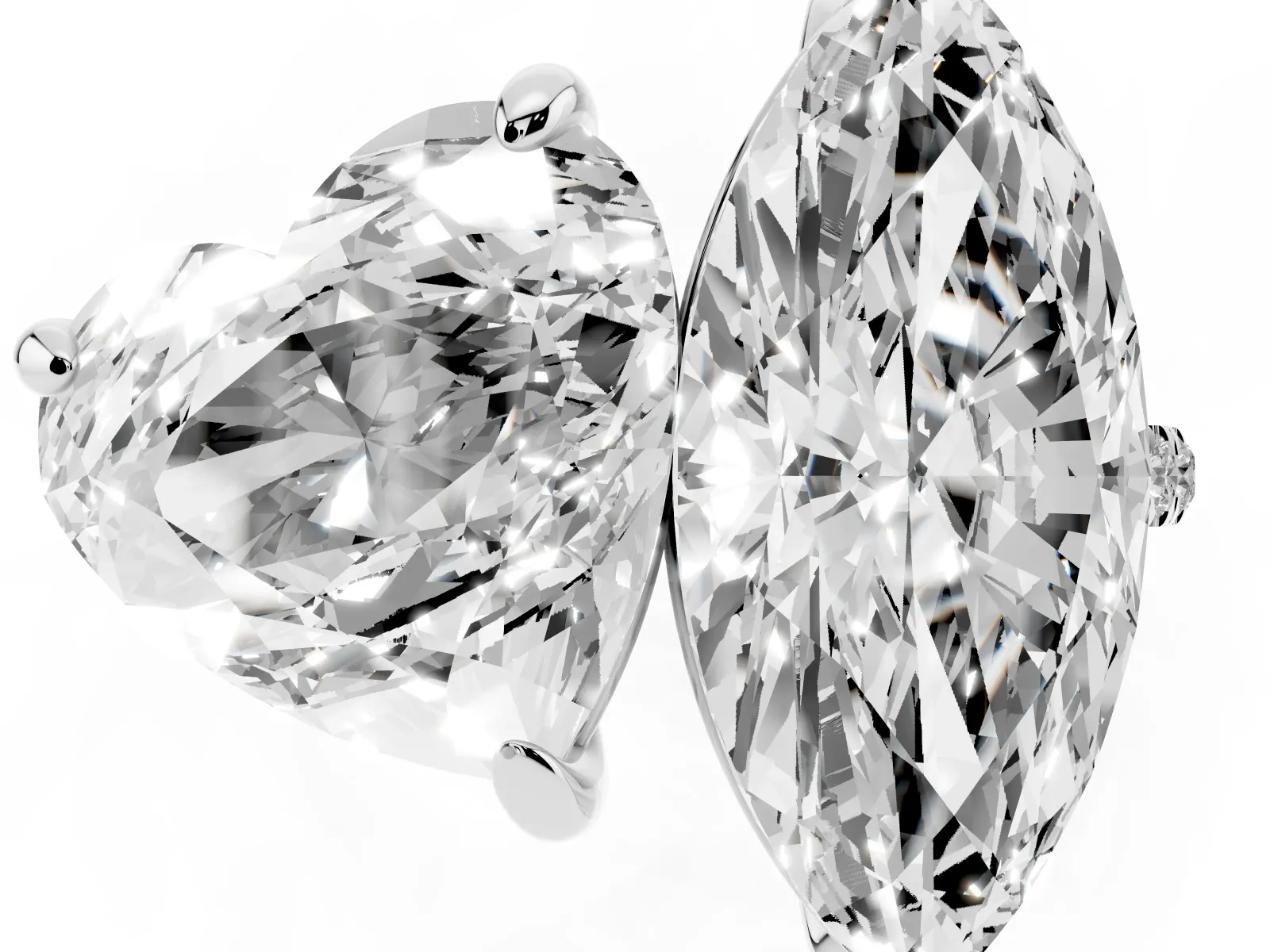 Heart and Marquise Toi Moi Ring with Prong Setting and Pave Band White gold