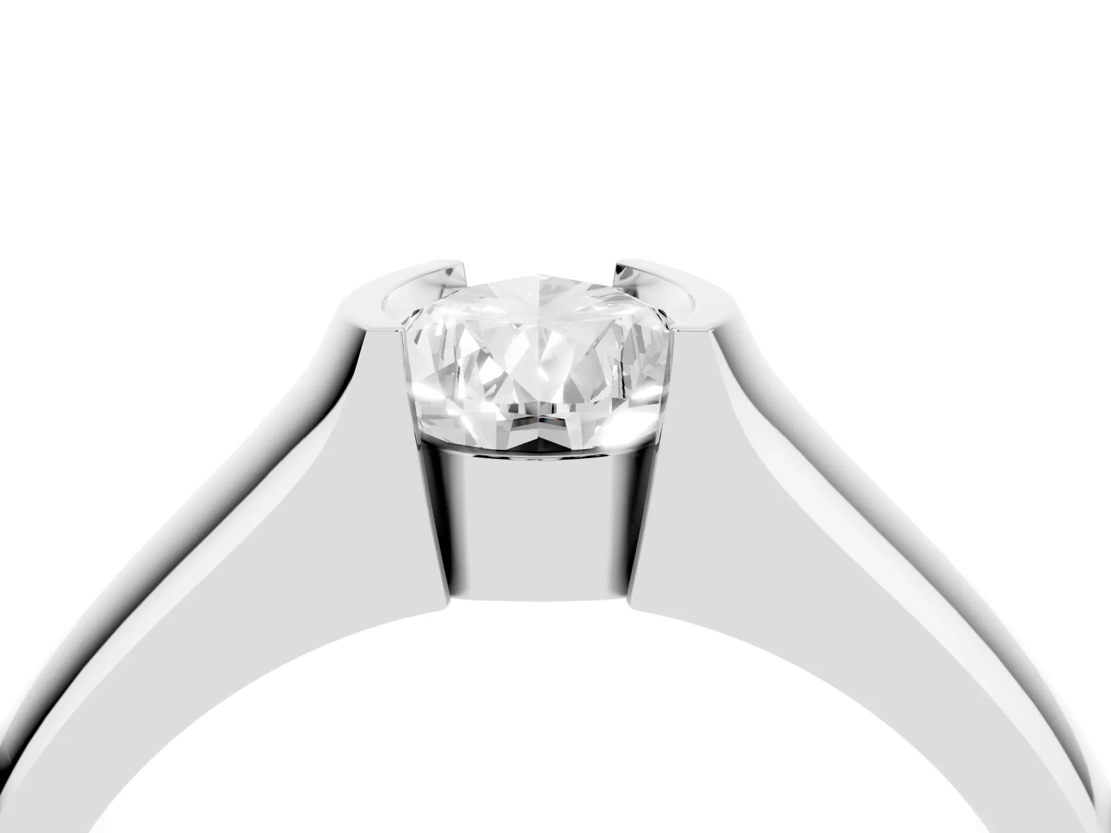 Pear Cut Solitaire Bezel Set Diamond Ring with Wide Band White gold