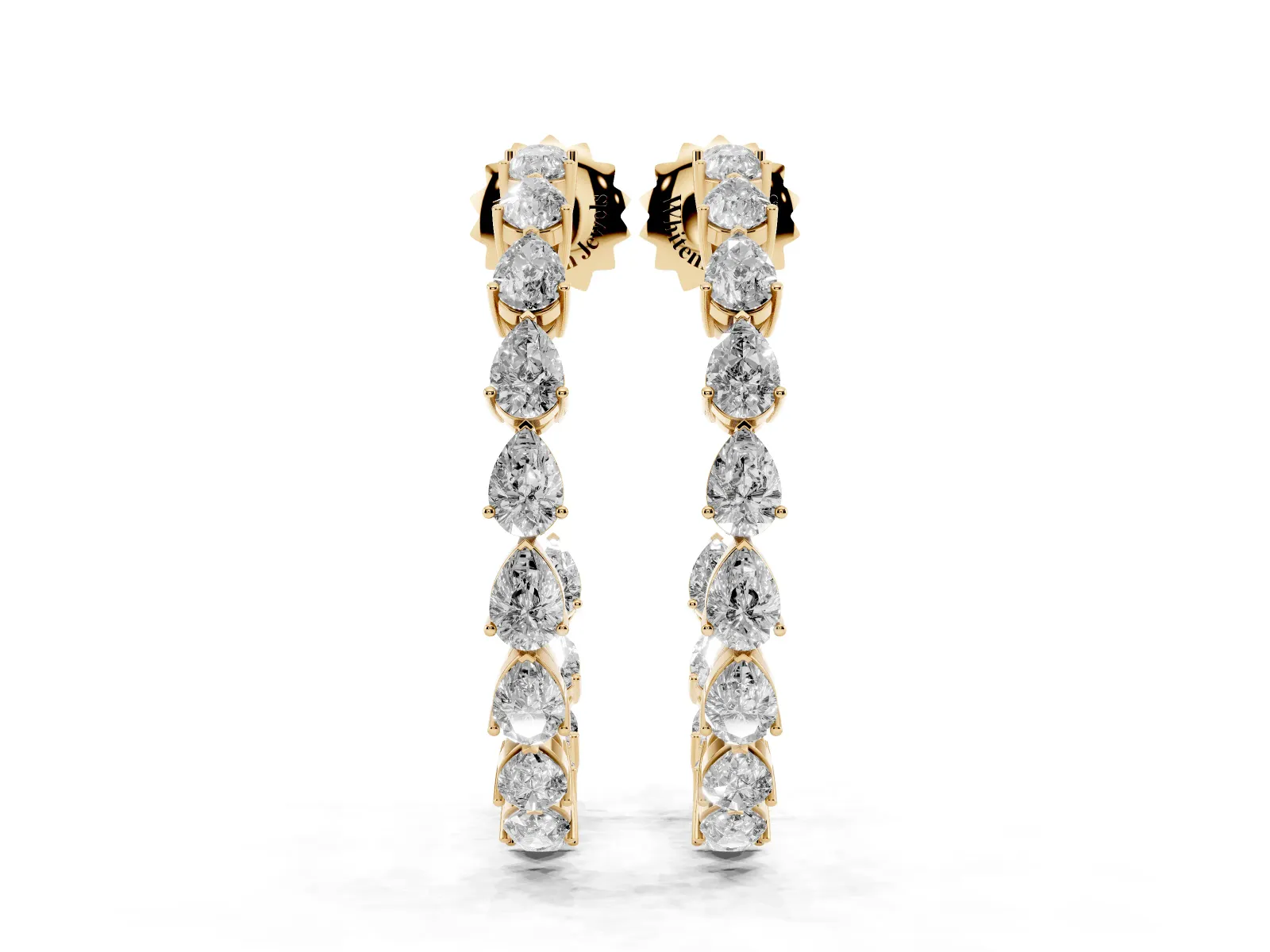 Pear Diamond Open Hoop Earrings Yellow gold