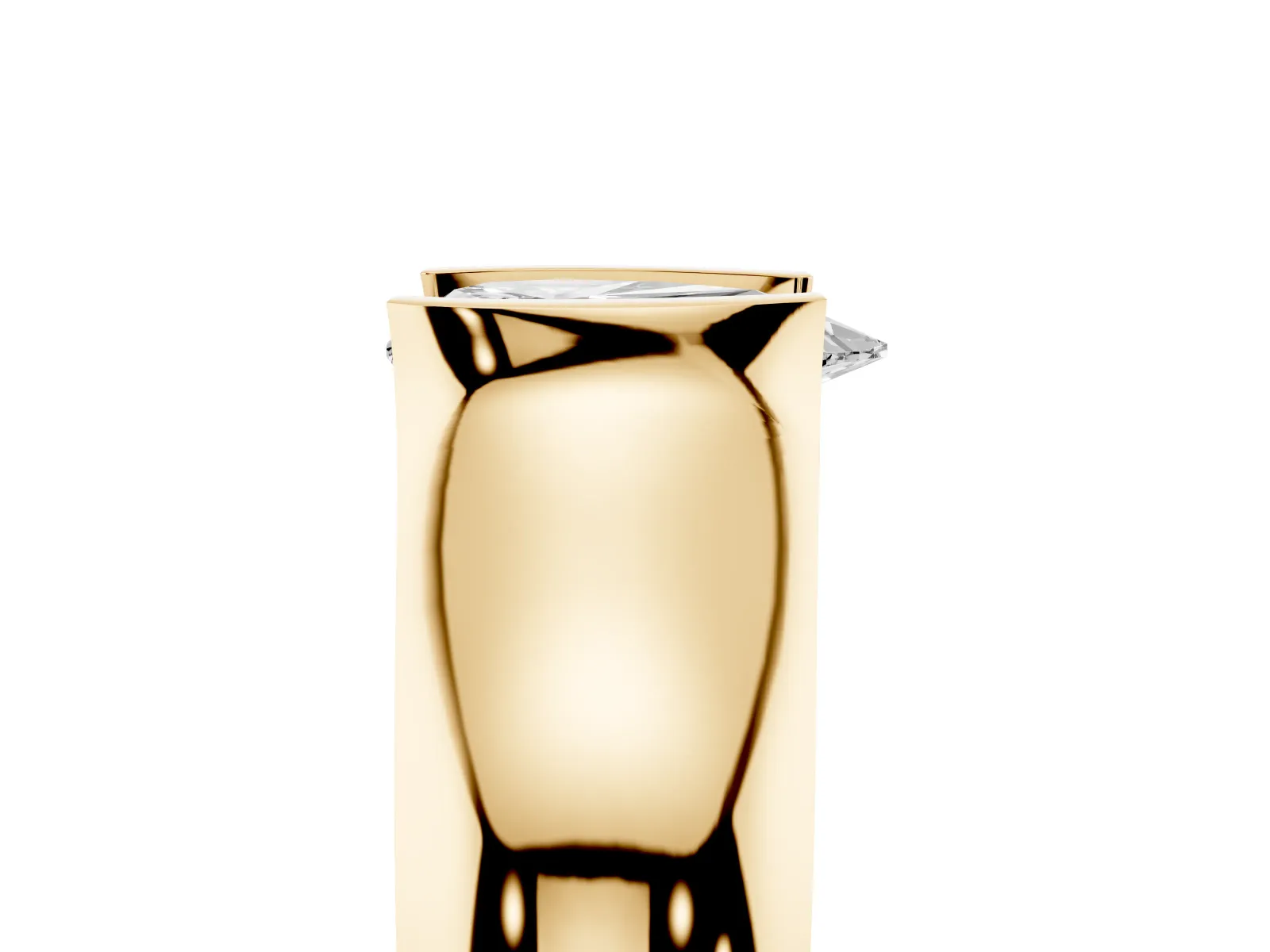 Pear Cut Solitaire Bezel Set Diamond Ring with Wide Band Yellow gold
