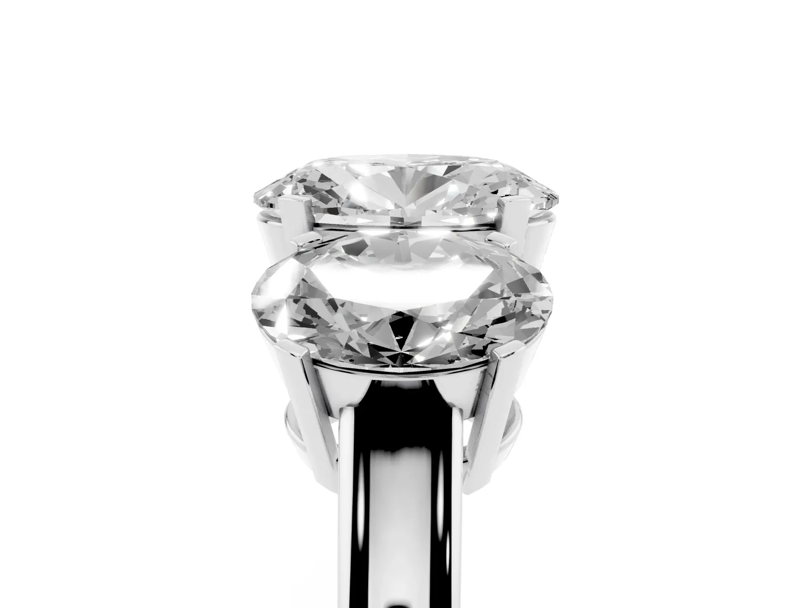 Three-Stone Oval Cut Cut Diamond Ring with Channel Set Band and Four-Prong Setting Platinum