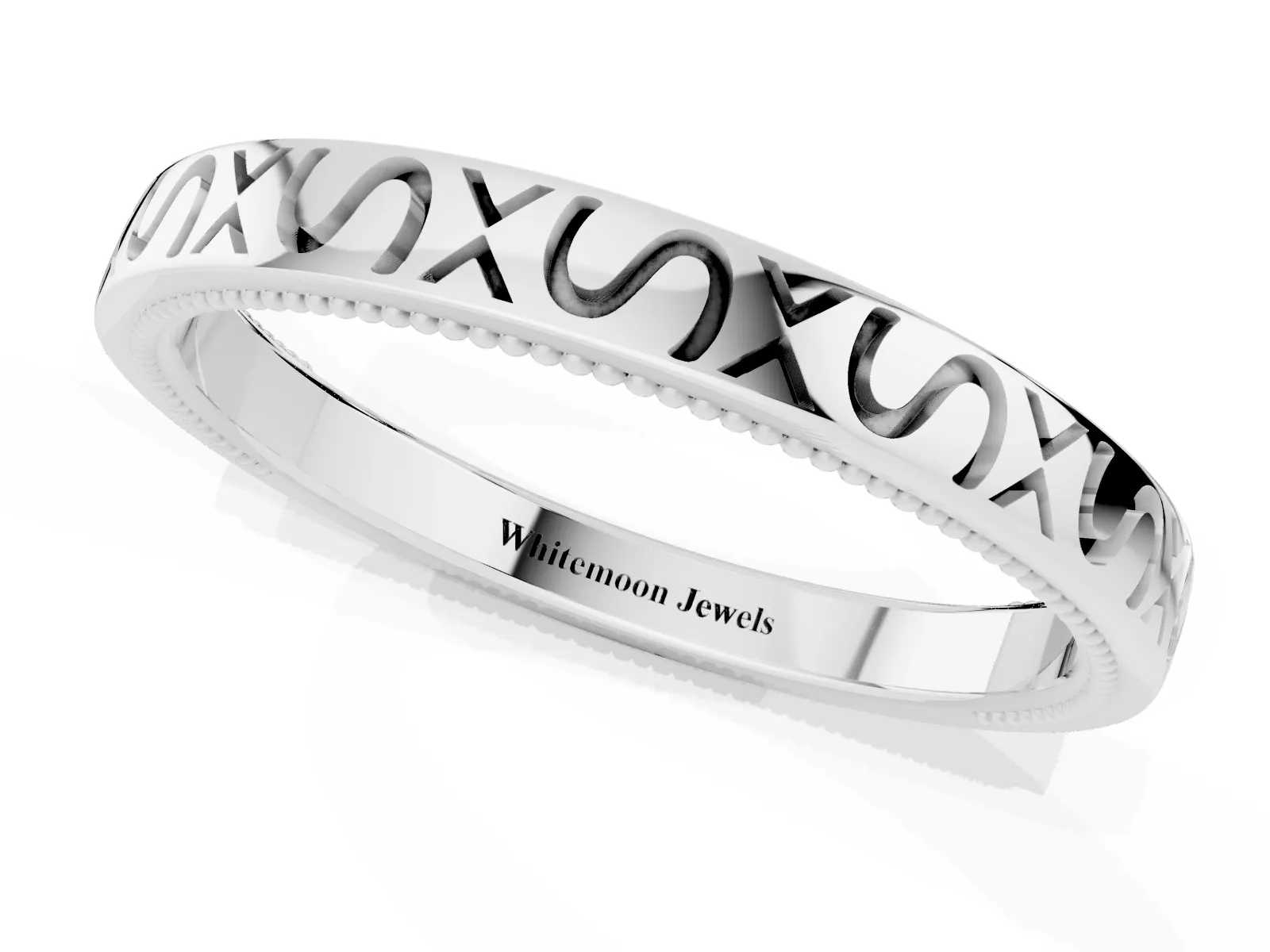 Vintage Engraved Milgrain Band Platinum