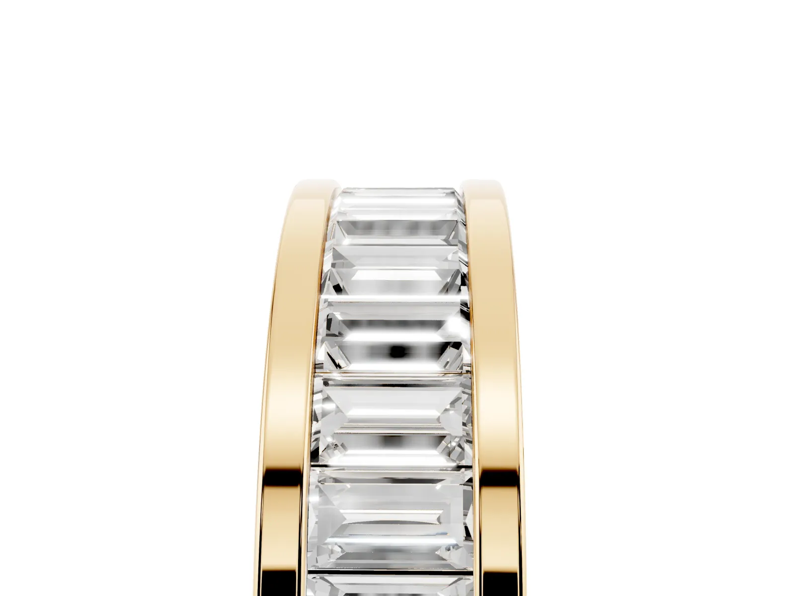 baguette Cut eternity band with channel set Yellow gold