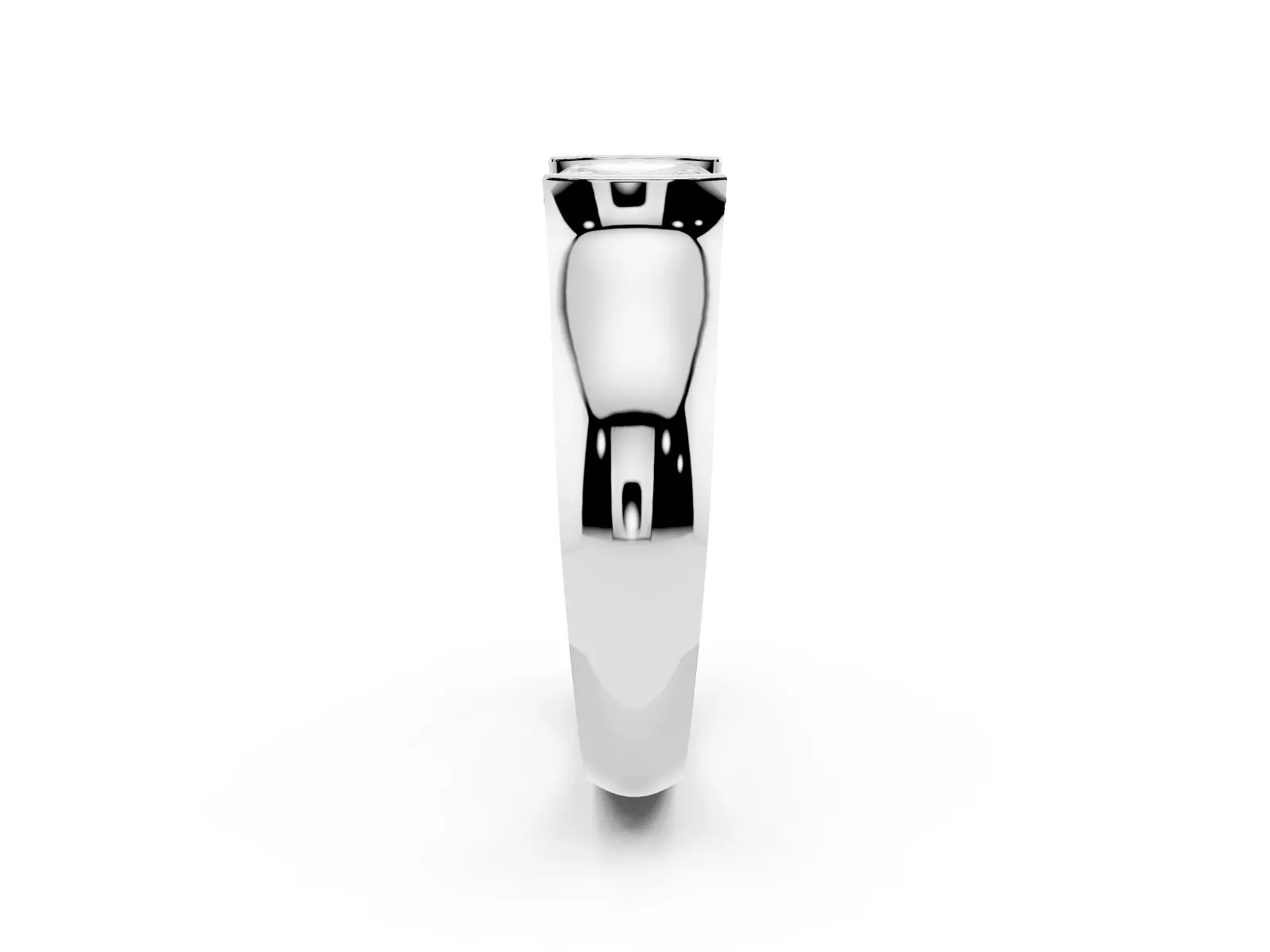 Asscher Cut Solitaire Bezel Set Diamond Ring with Wide Band Platinum