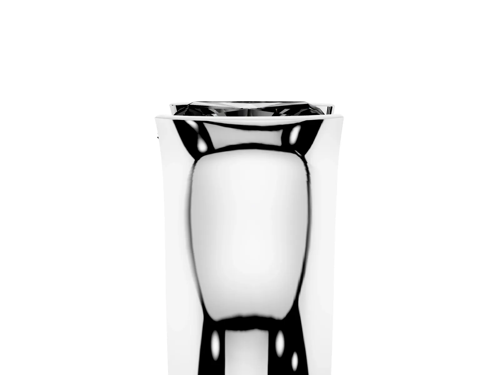 Fancy Black Radiant Cut Solitaire Bezel Set Diamond Ring with Wide Band White gold