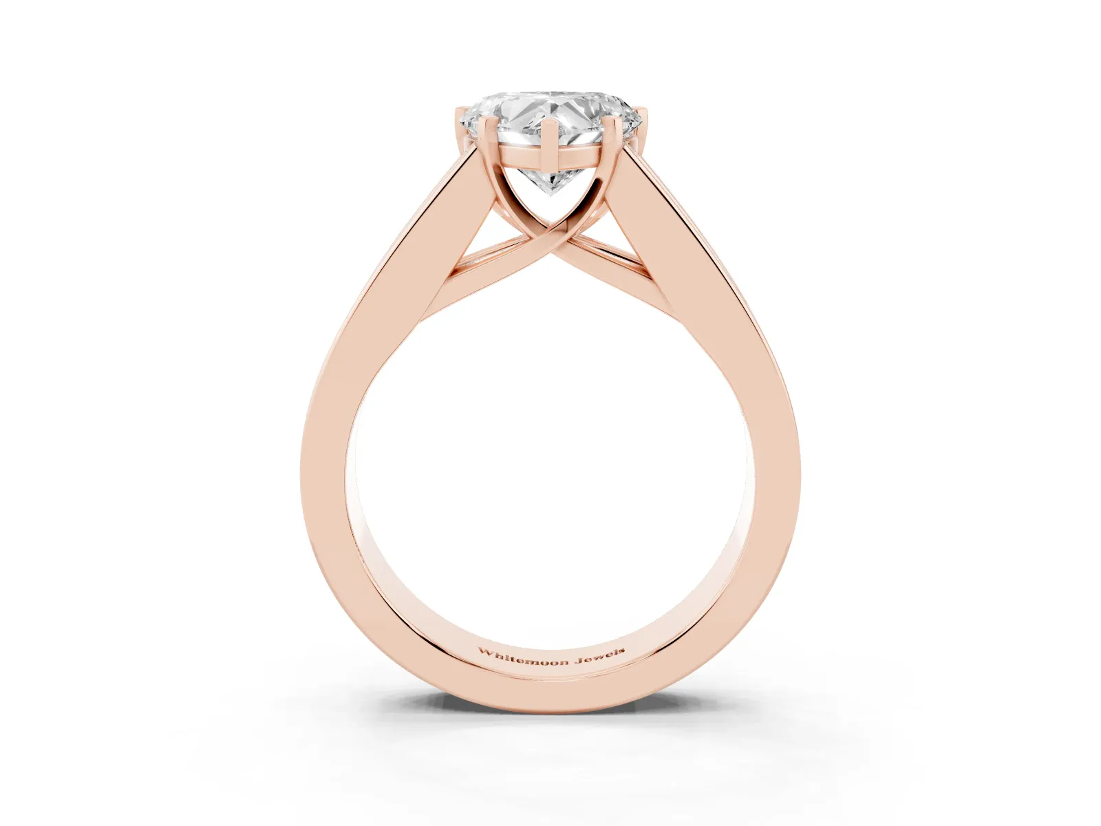 Heart Cut Cut Channel Set Solitaire Ring with Four-Prong Setting Rose gold