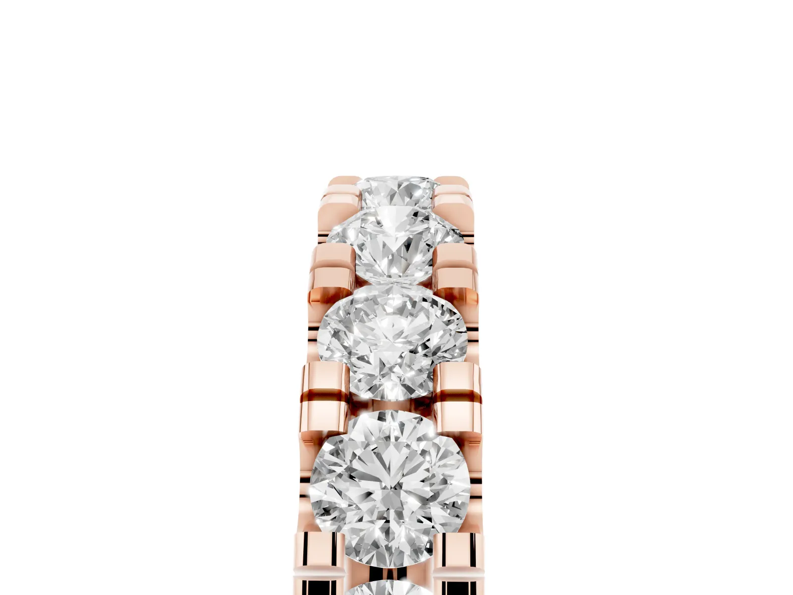 Round Diamond Full Eternity Band with U-Prong Setting Rose gold