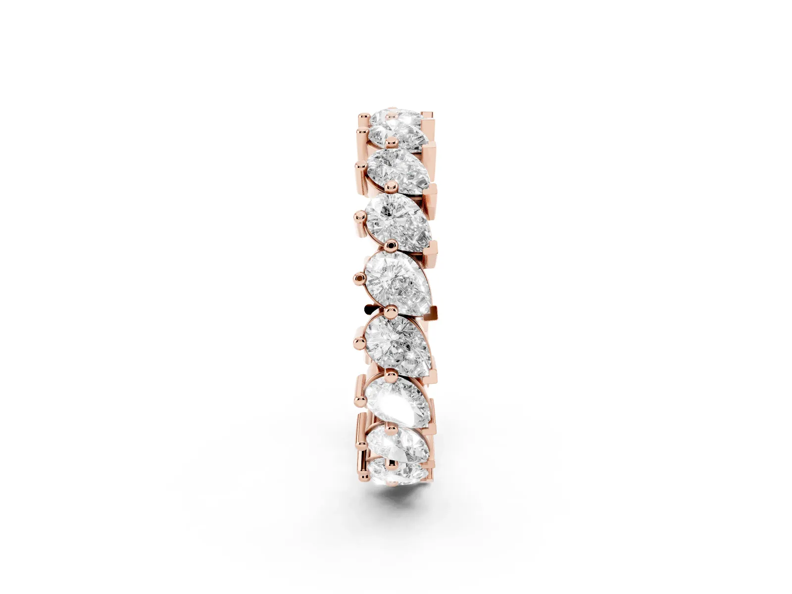 Pear Diamond Full Eternity Band with Shared Prong Setting Rose gold