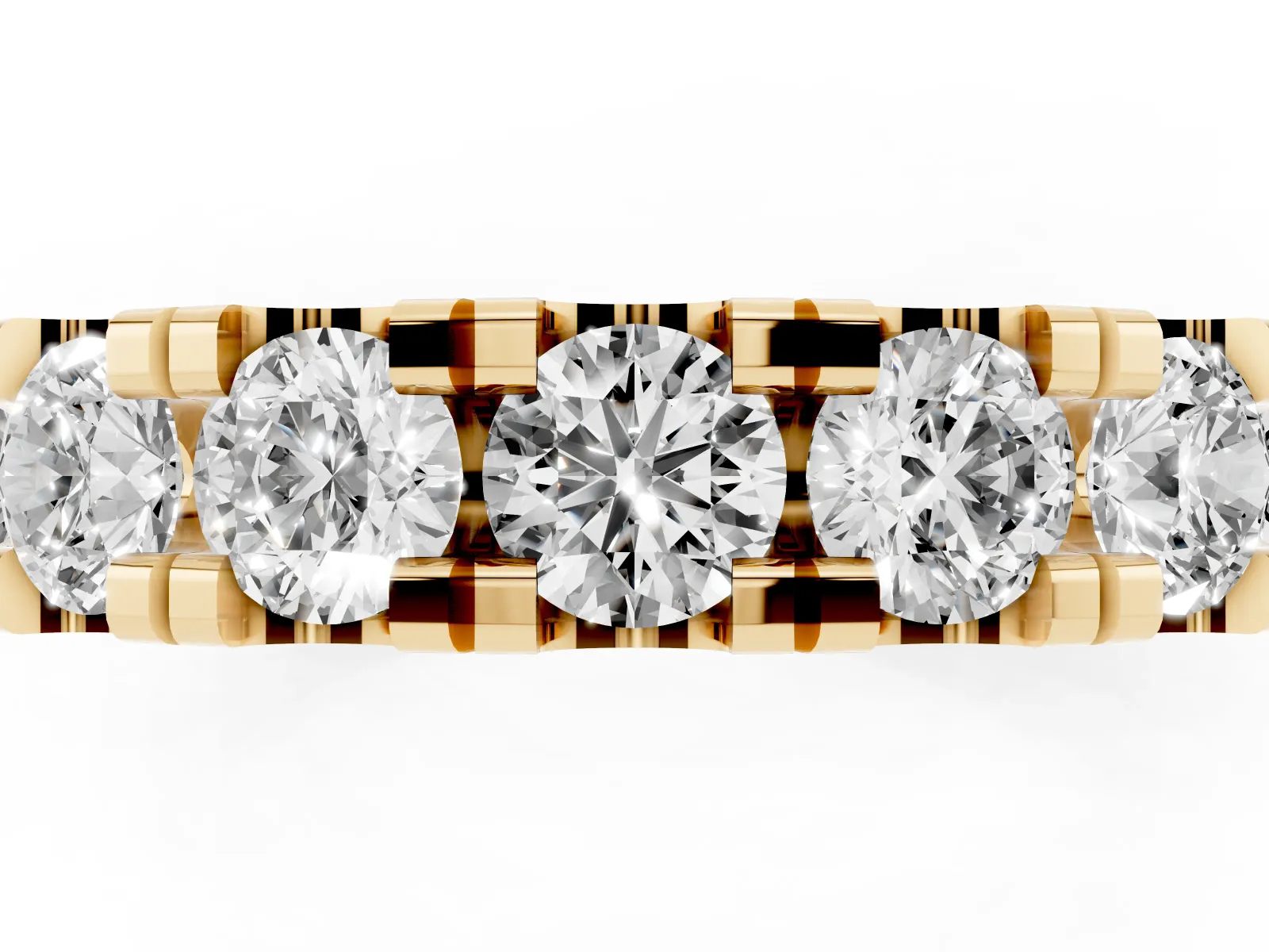 Round Diamond Full Eternity Band with U-Prong Setting Yellow gold