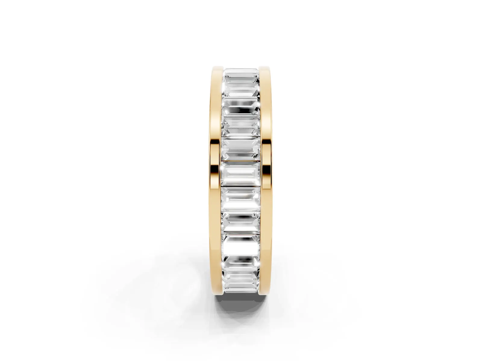 baguette Cut eternity band with channel set Yellow gold