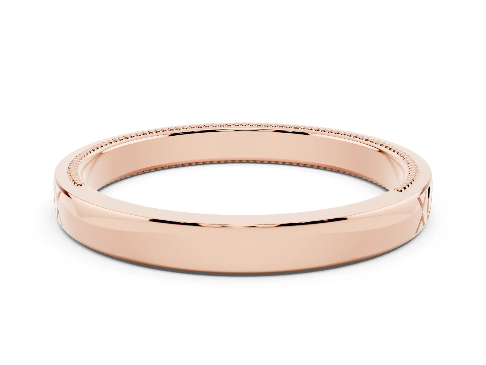 Vintage Engraved Milgrain Band Rose gold
