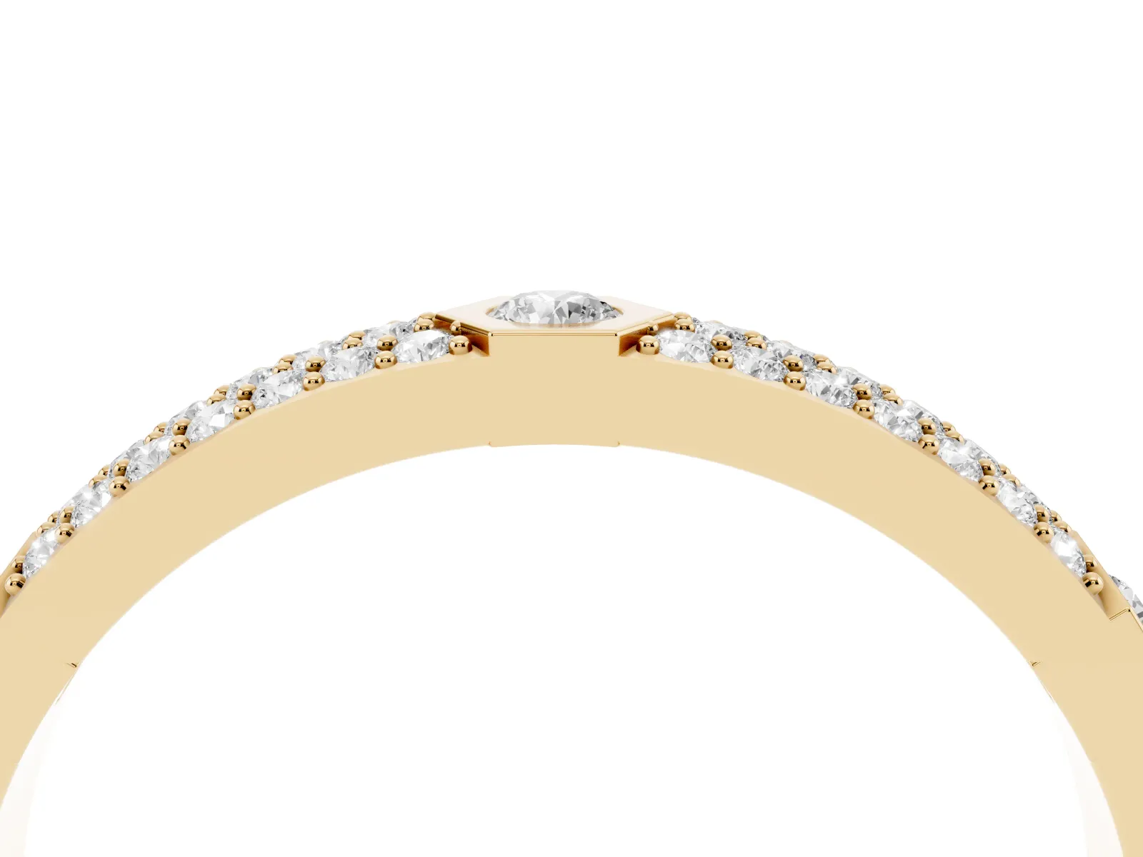 Round Diamond Pavé Promise Ring with Round Diamond Accents Yellow gold