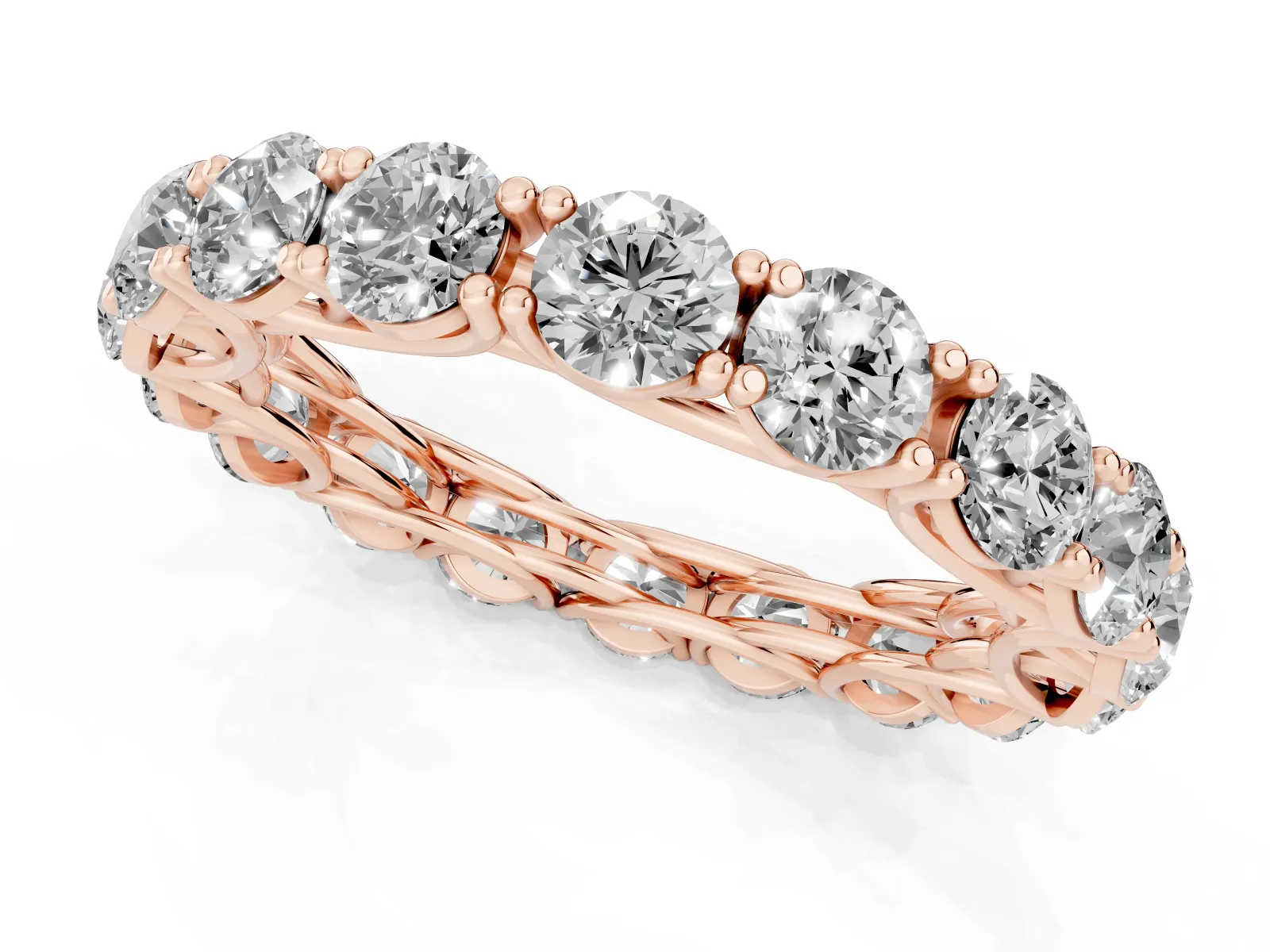 Round Diamond Woven Full Eternity Band Rose gold