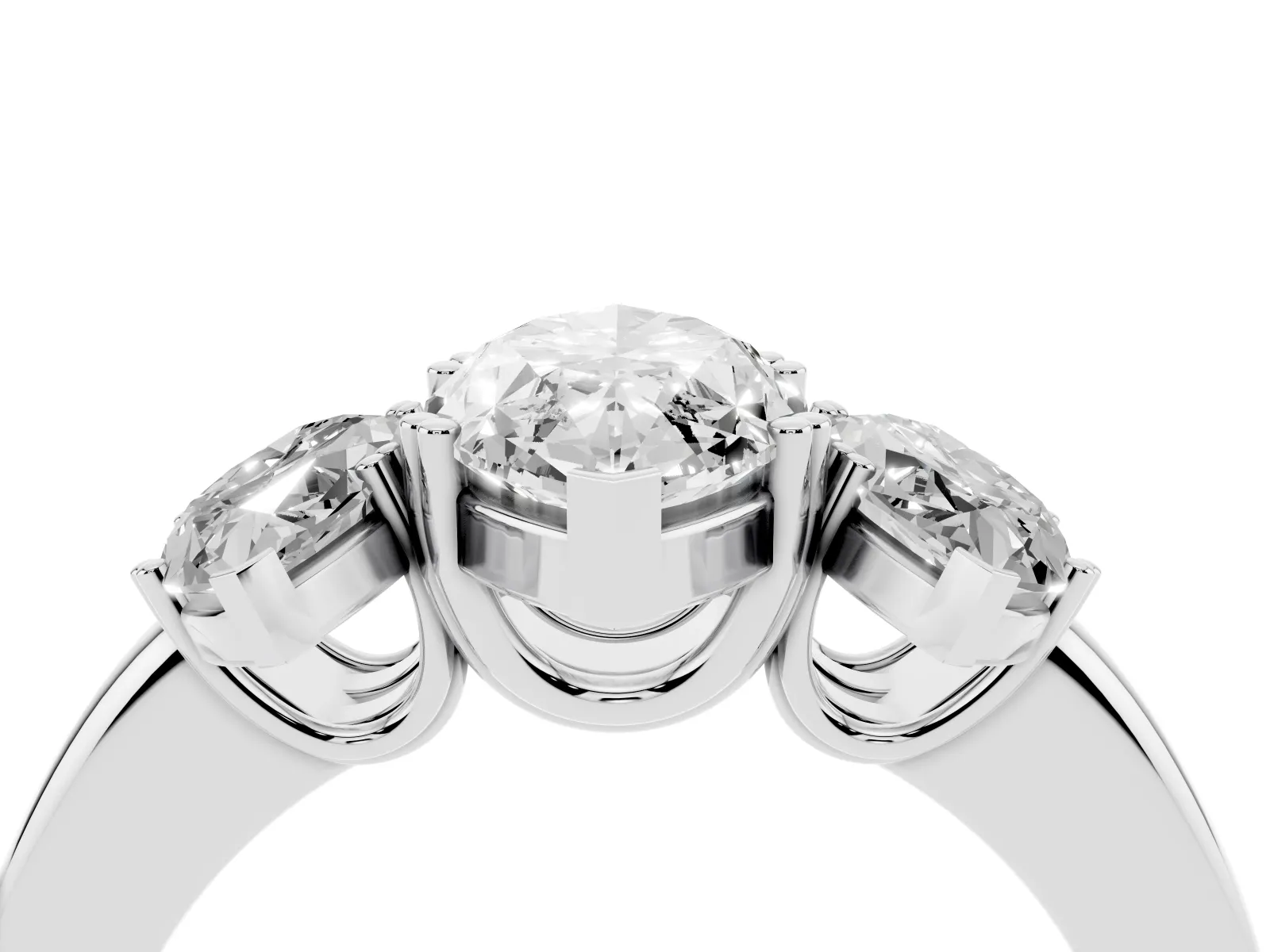 Three-Stone Marquise Cut Cut Diamond Ring with Channel Set Band and Four-Prong Setting Platinum