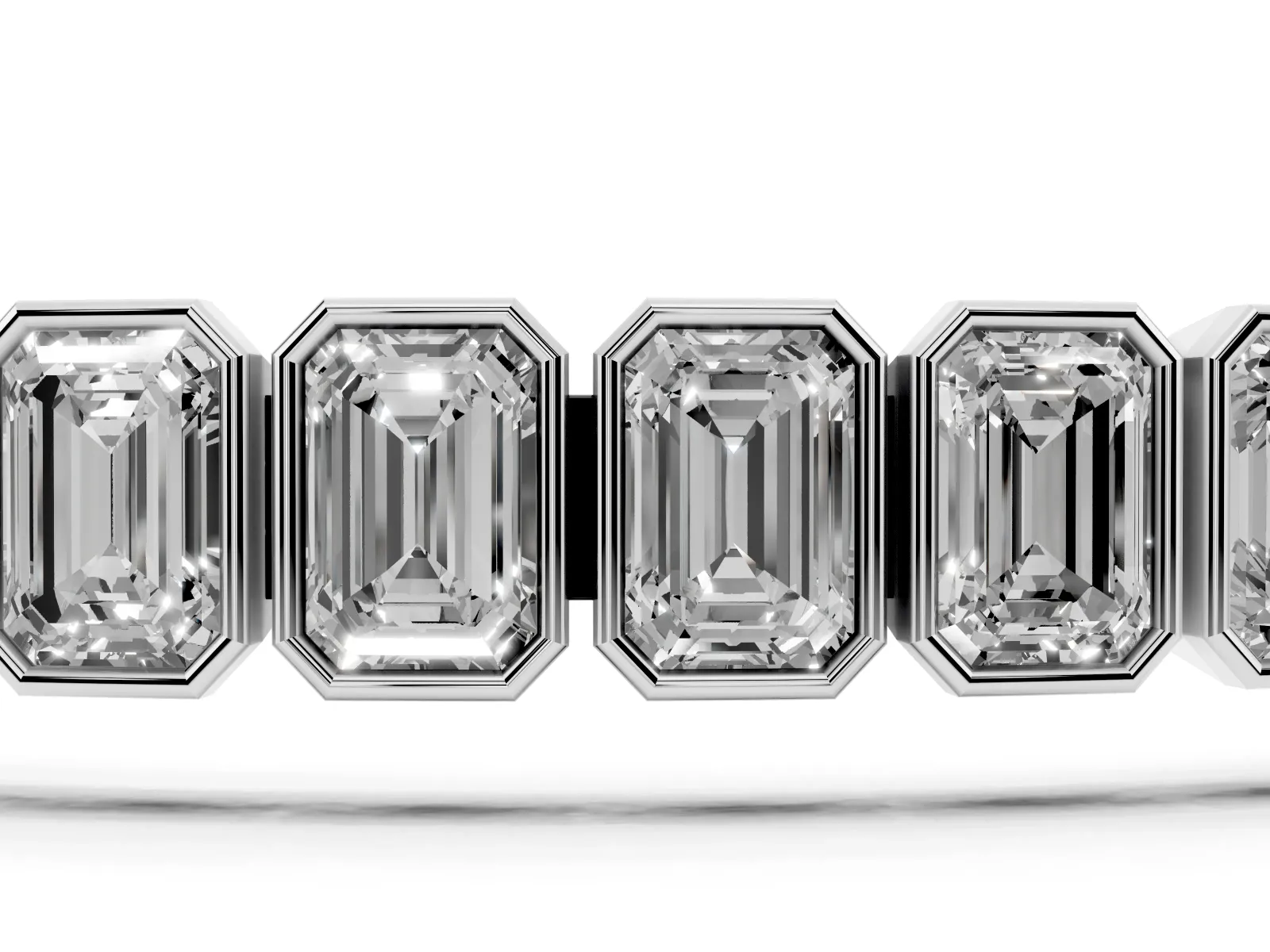 Emerald Cut Diamond Tennis Bracelet with Bezel Setting White gold