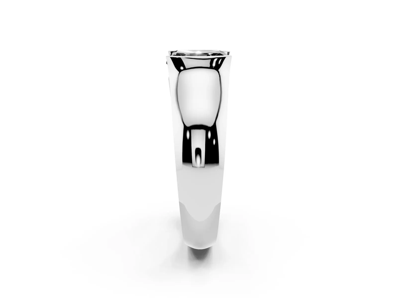 Fancy Black Radiant Cut Solitaire Bezel Set Diamond Ring with Wide Band White gold