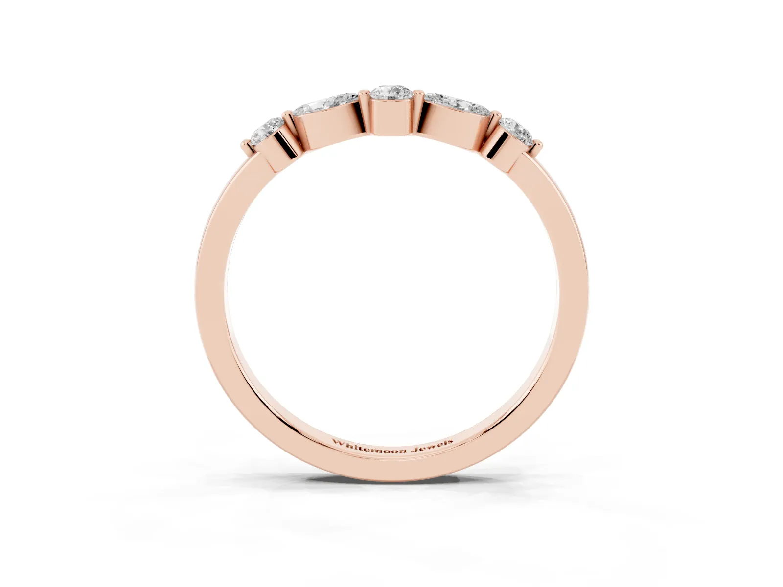 Round and Marquise Diamond Half Eternity Band with Prong Setting Rose gold