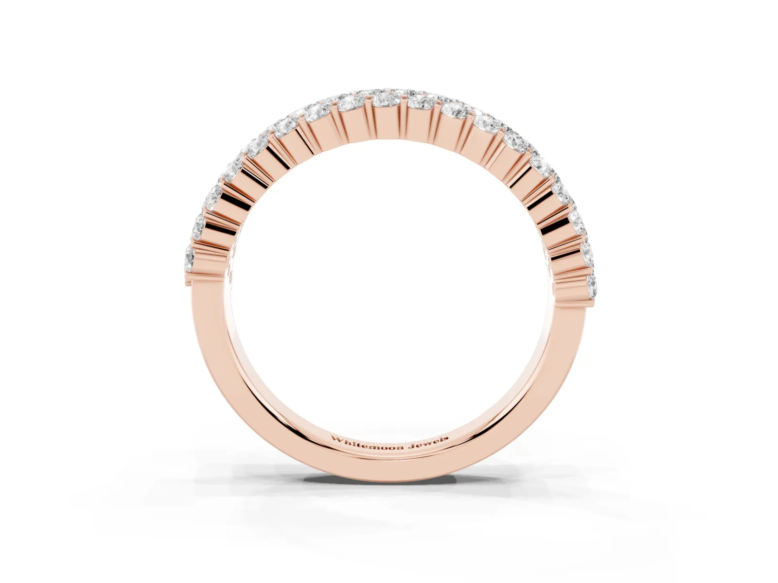 Round Diamond Checkerboard Pavé Promise Ring with Round Diamond Accents Rose gold