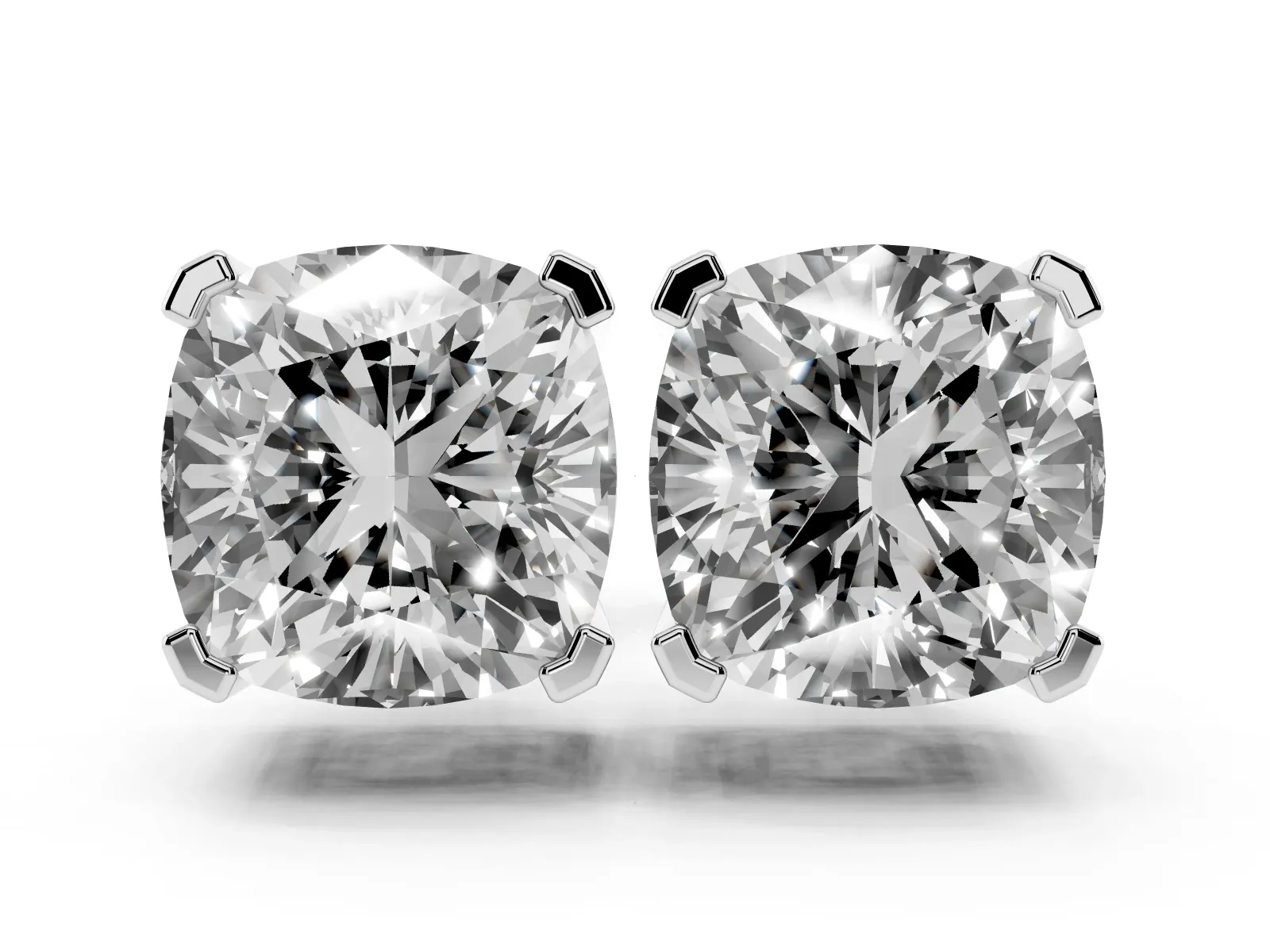 Cushion Cut Diamond Stud Earrings Platinum