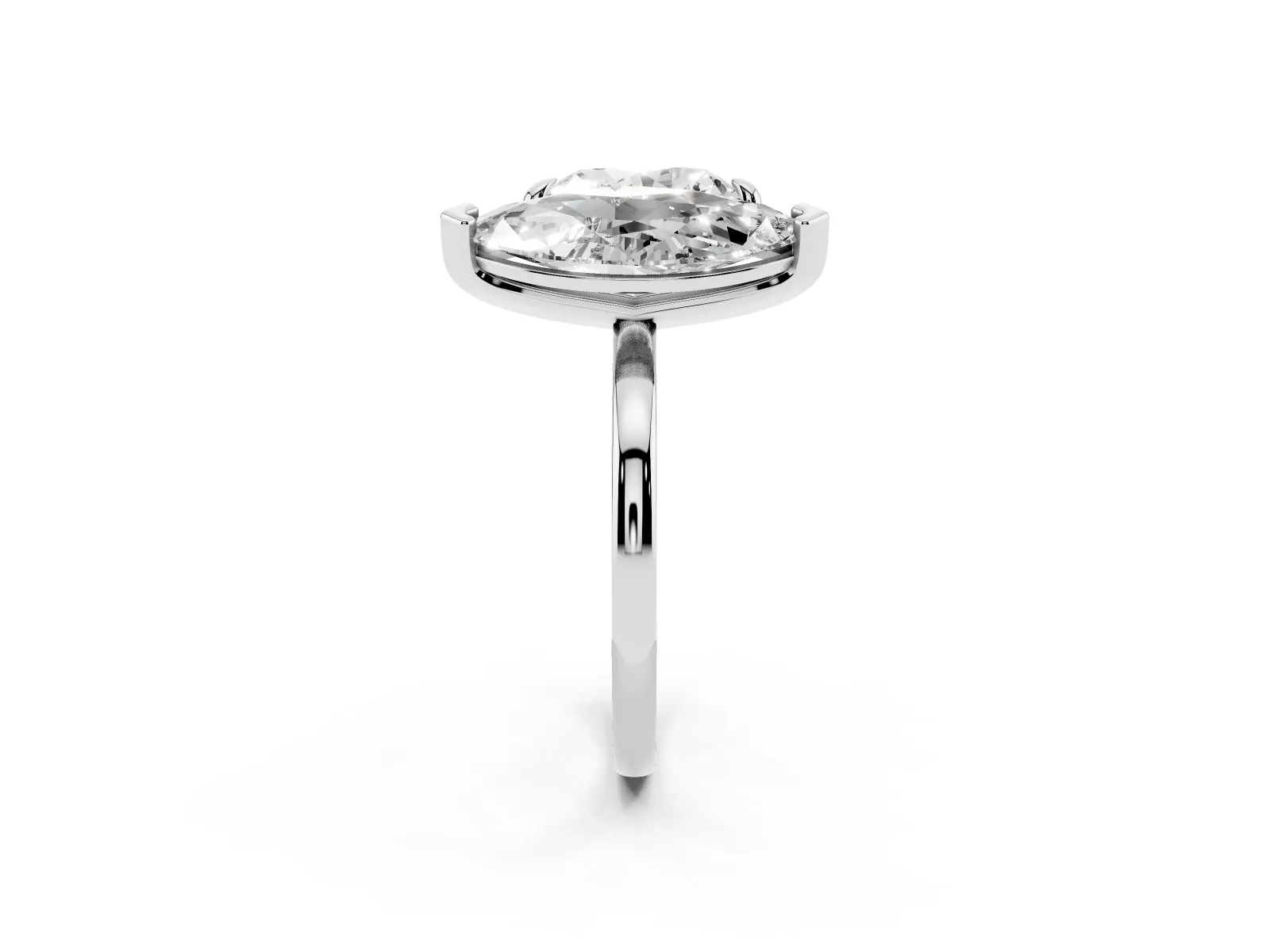 Heart and Marquise Toi Moi Ring with Prong Setting and Micro Pave Band Silver