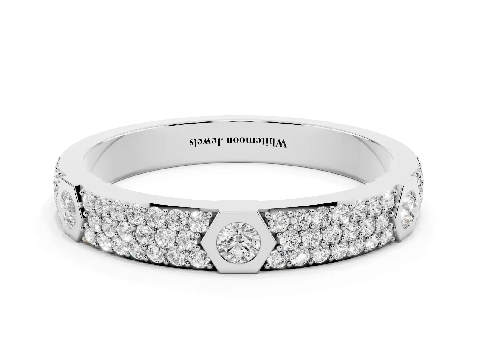 Round Diamond Pavé Promise Ring with Round Diamond Accents Platinum
