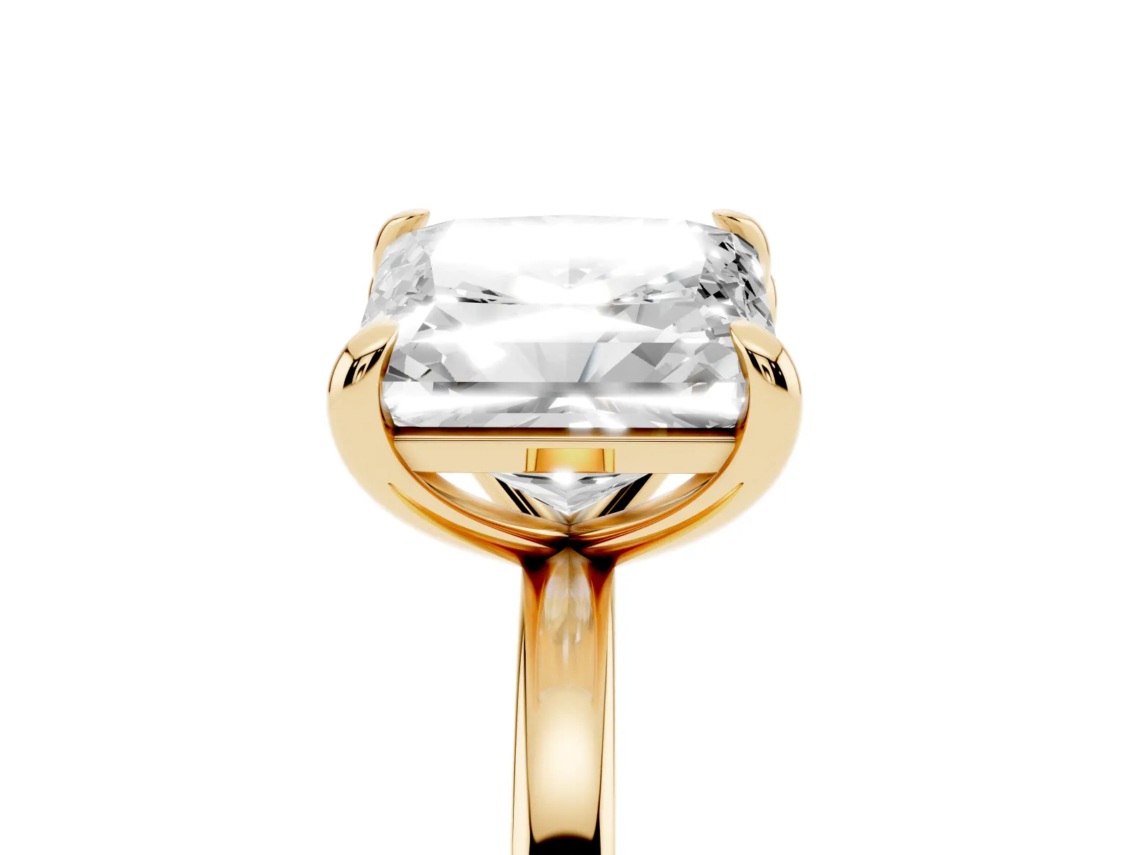 Radiant and Princess Toi Moi Ring with Prong Setting and Plain Band Yellow gold