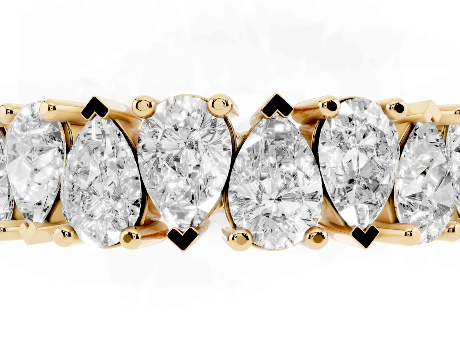 Pear Diamond Shared Prong Eternity Band Yellow gold
