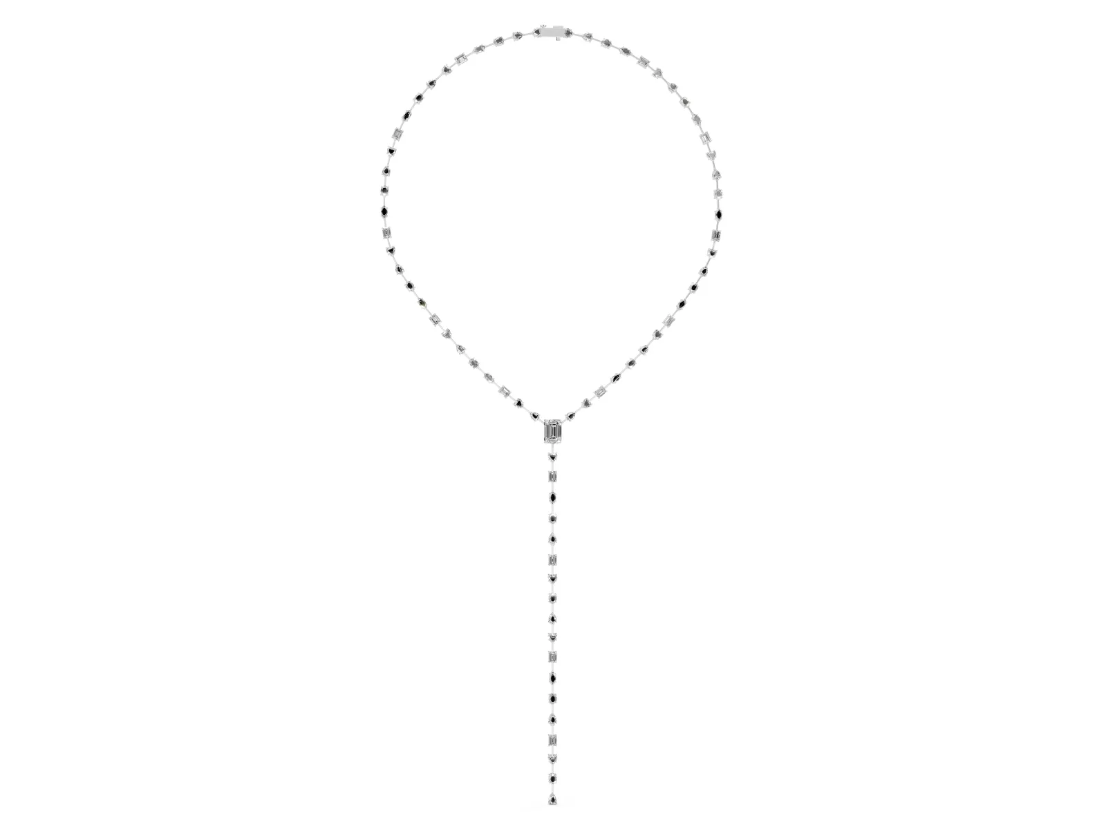 Mixed Shape Diamond Lariat Necklace with Station Accents White gold