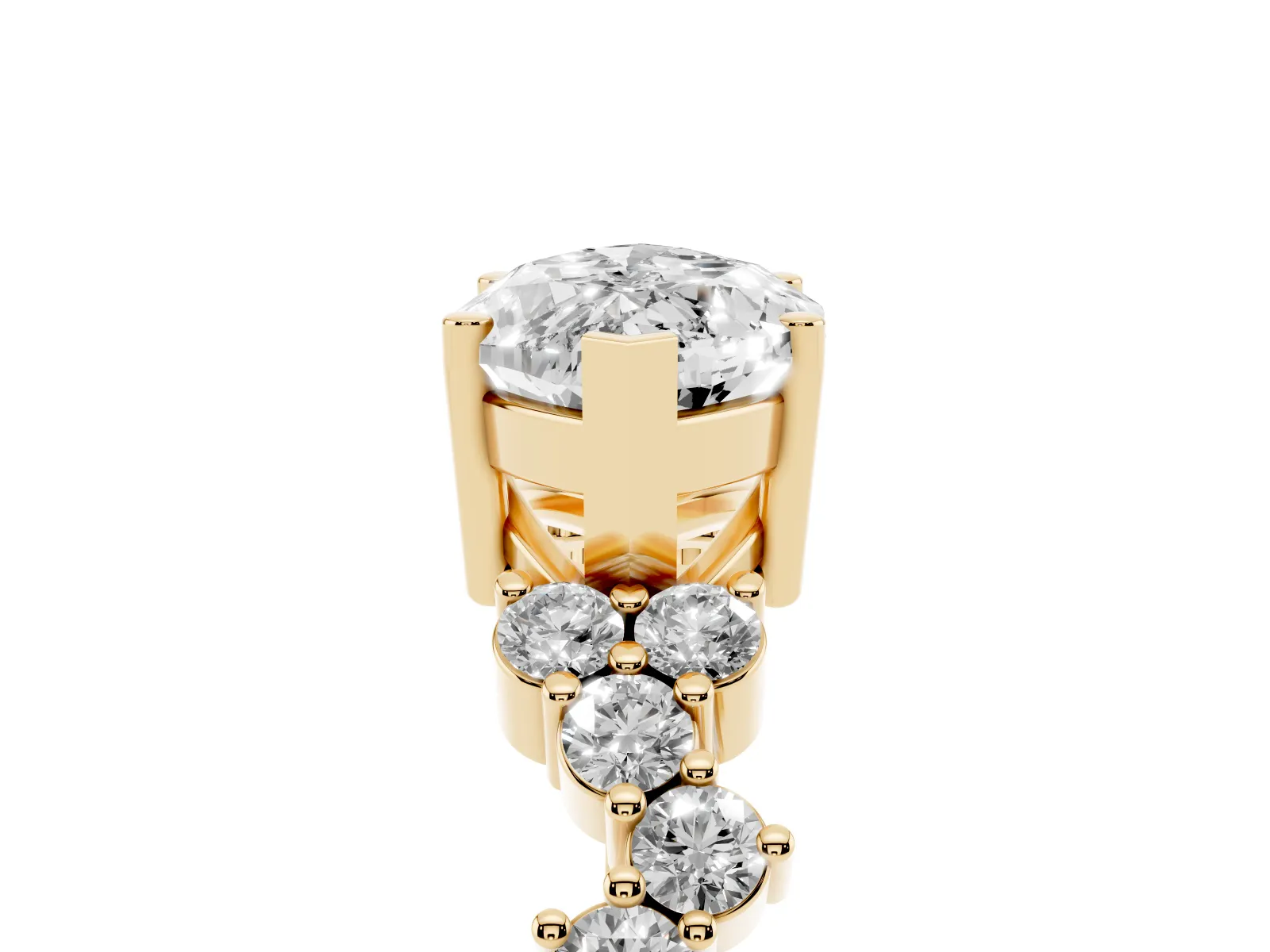 Marquise Cut Diamond Scattered Round Accent Ring with Prong Setting Yellow gold
