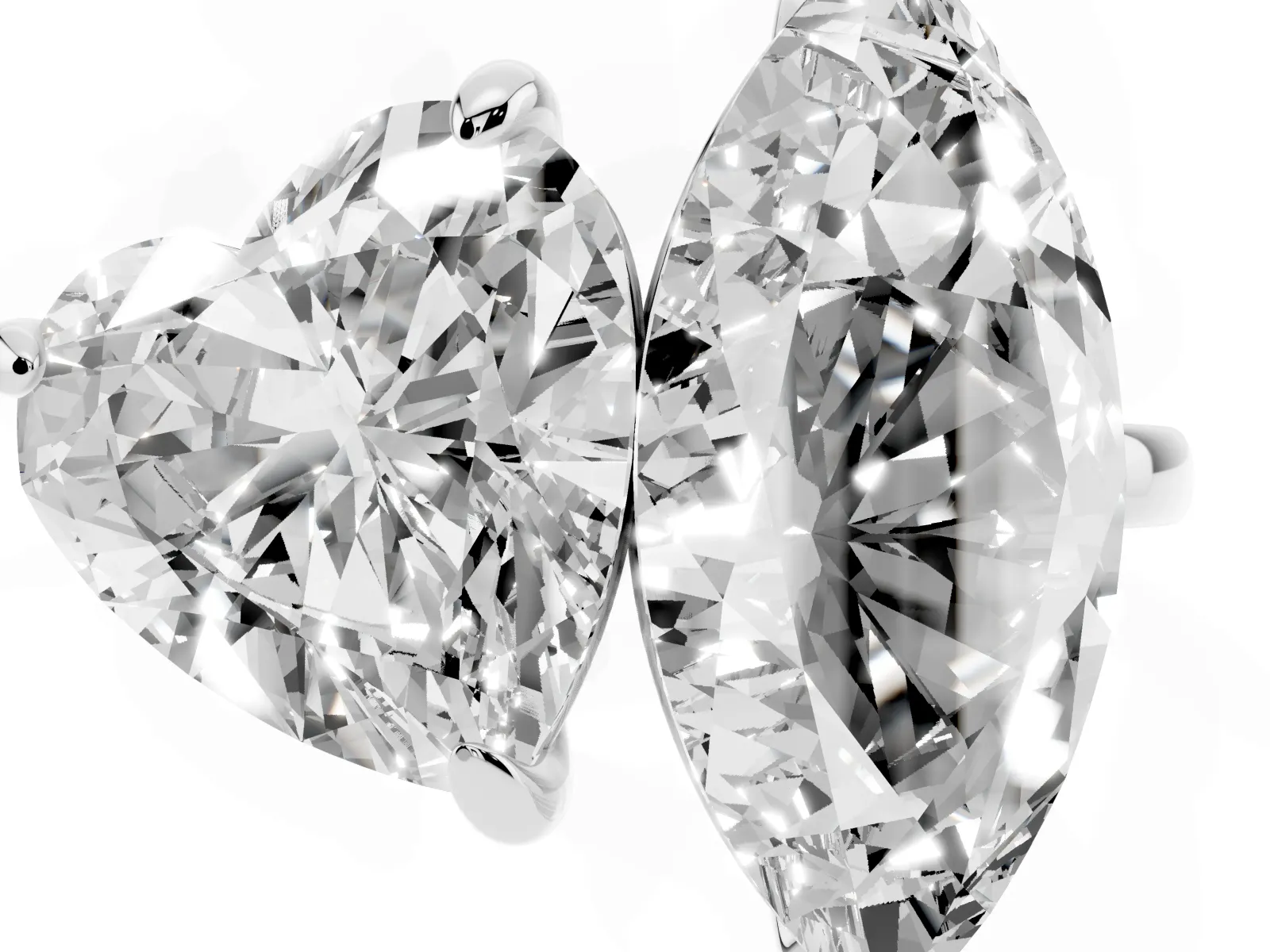 Heart and Marquise Toi Moi Ring with Prong Setting and Micro Pave Band Silver