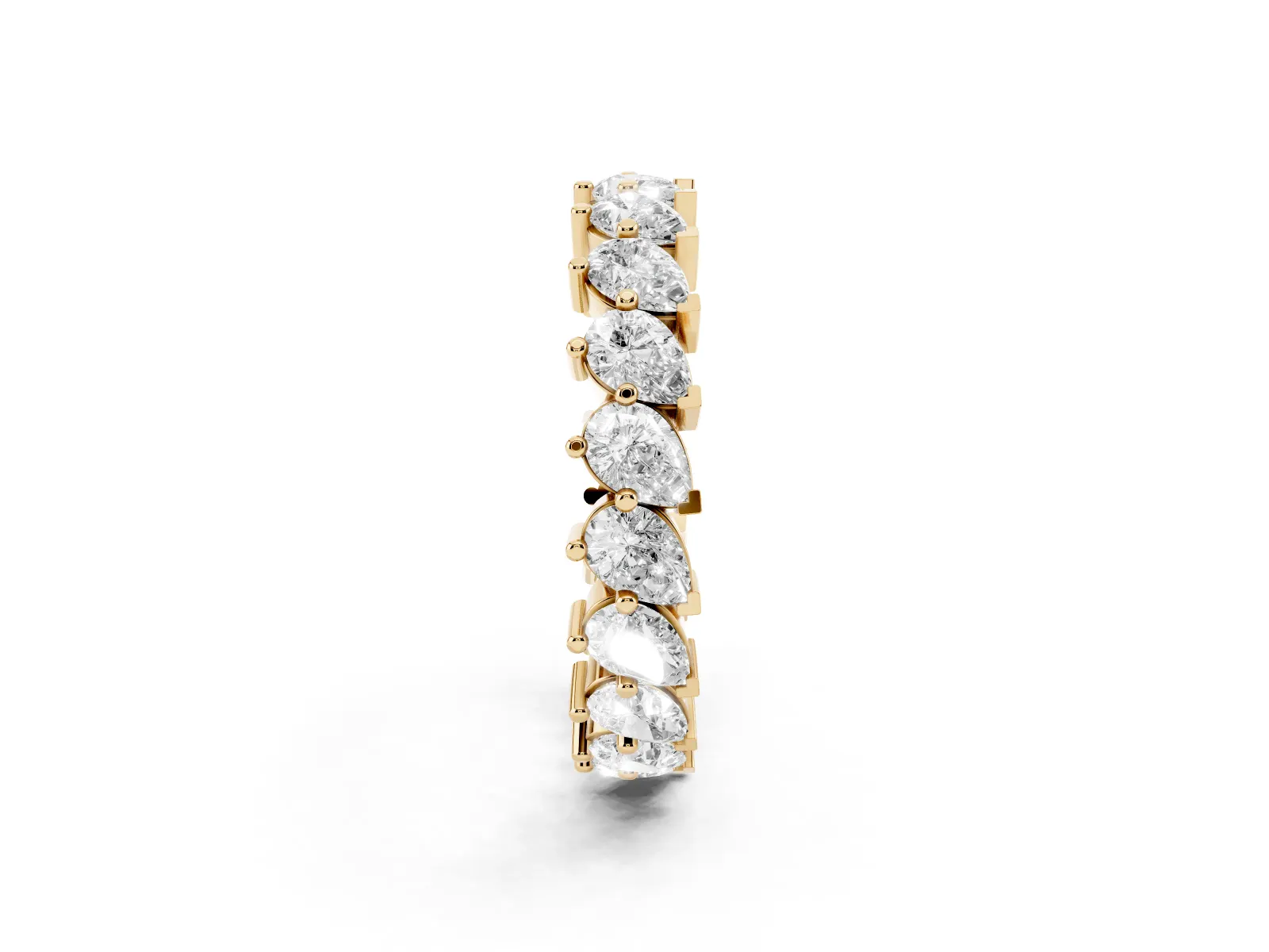 Pear Diamond Full Eternity Band with Shared Prong Setting Yellow gold