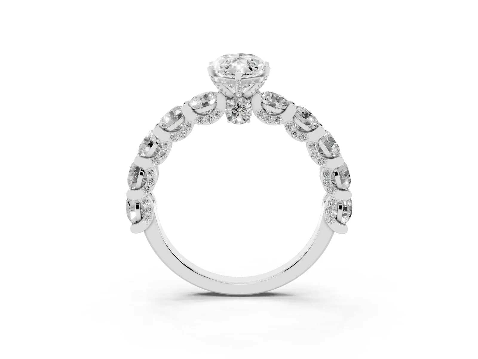 Marquise Cut Diamond Side Stone Engagement Ring with Four-Prong Setting Platinum