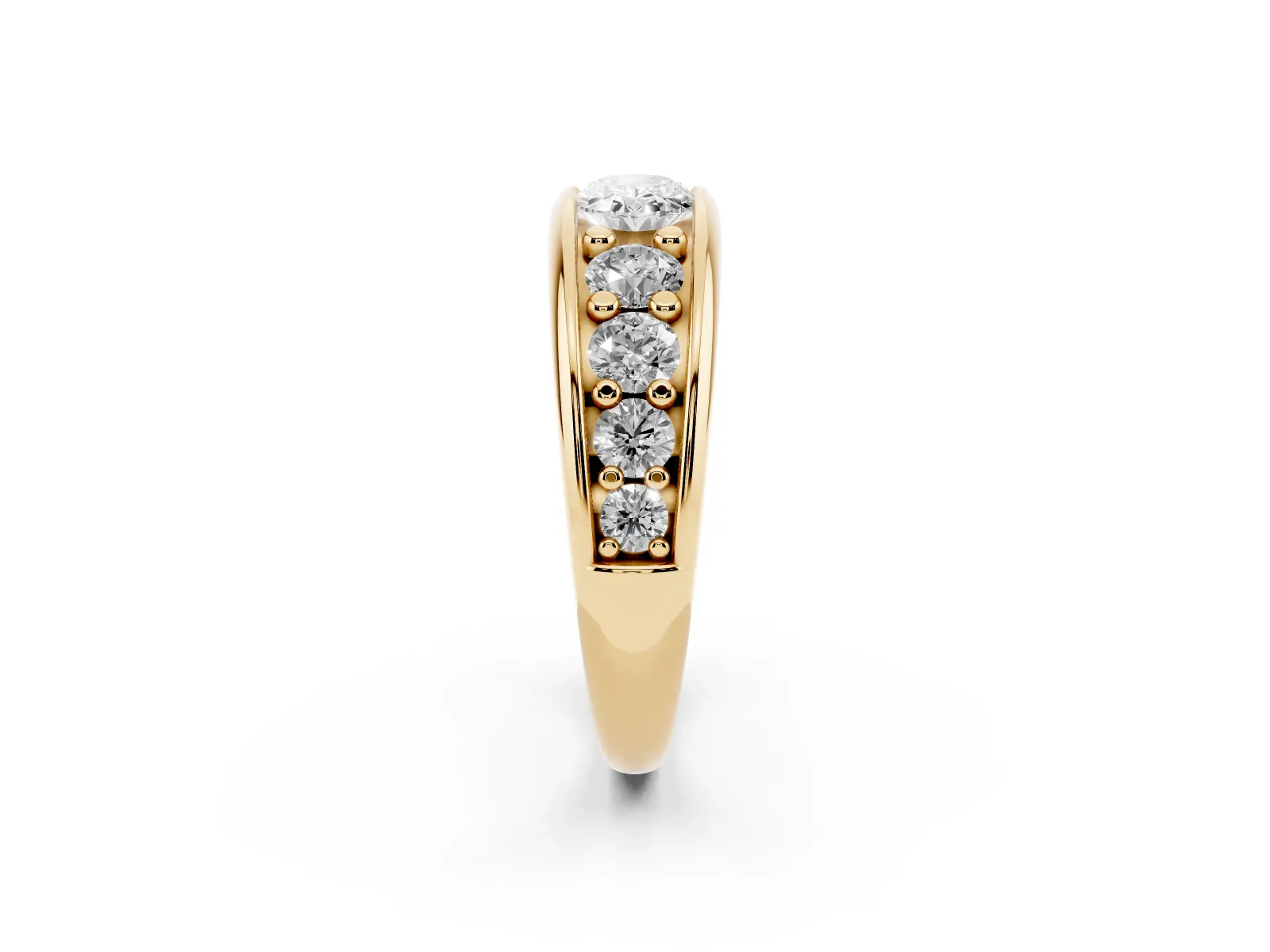 Oval Diamond Mens Ring with Round Diamond Accents Yellow gold