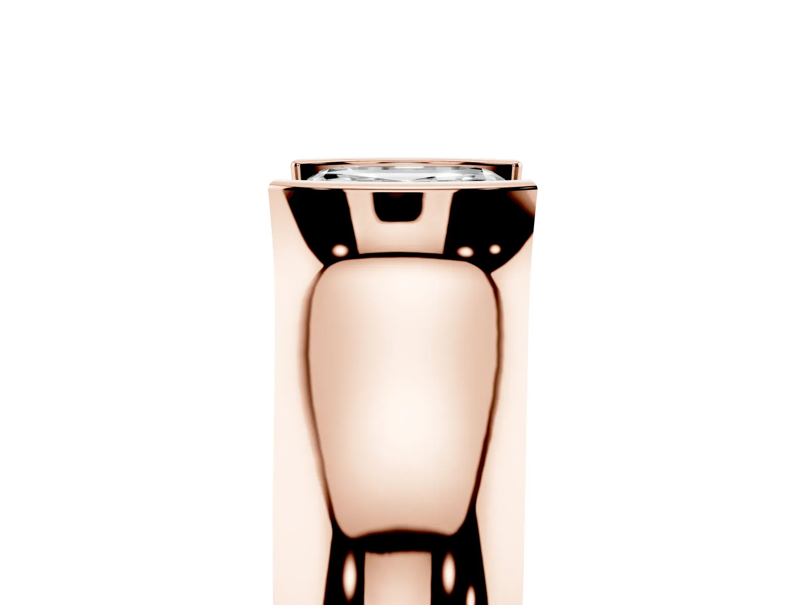 Asscher Cut Solitaire Bezel Set Diamond Ring with Wide Band Rose gold