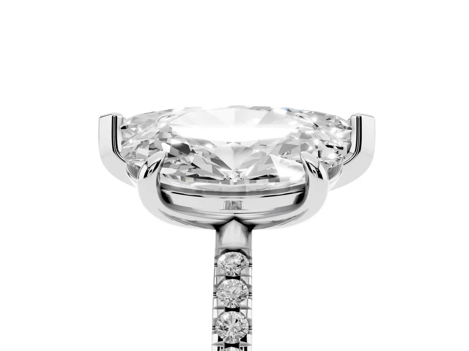 Oval and Marquise Toi Moi Ring with Prong Setting and Pave Band Silver