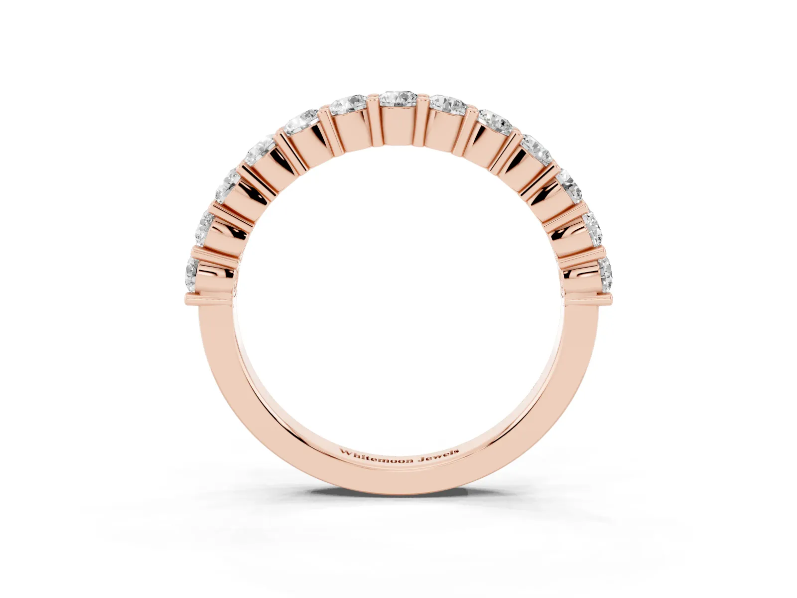 Alternating Round Diamond Promise Ring with Round Diamond Accents Rose gold