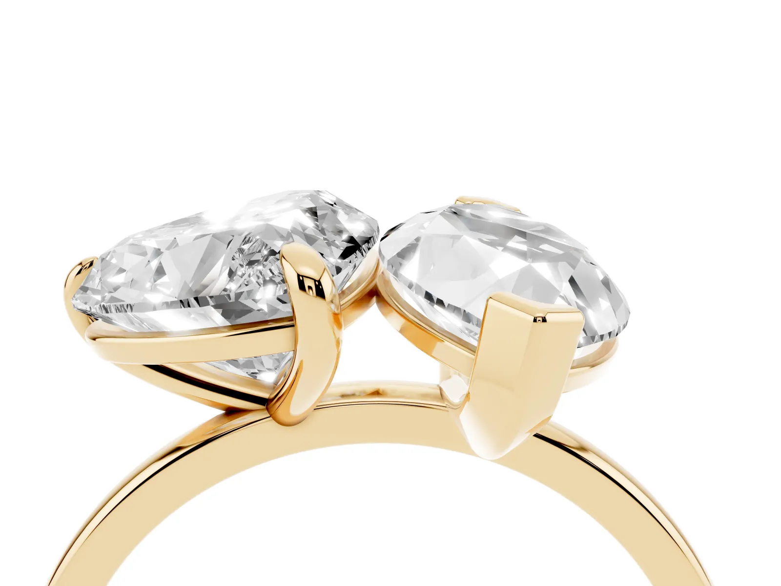 Heart and Marquise Toi Moi Ring with Prong Setting and Micro Pave Band Yellow gold