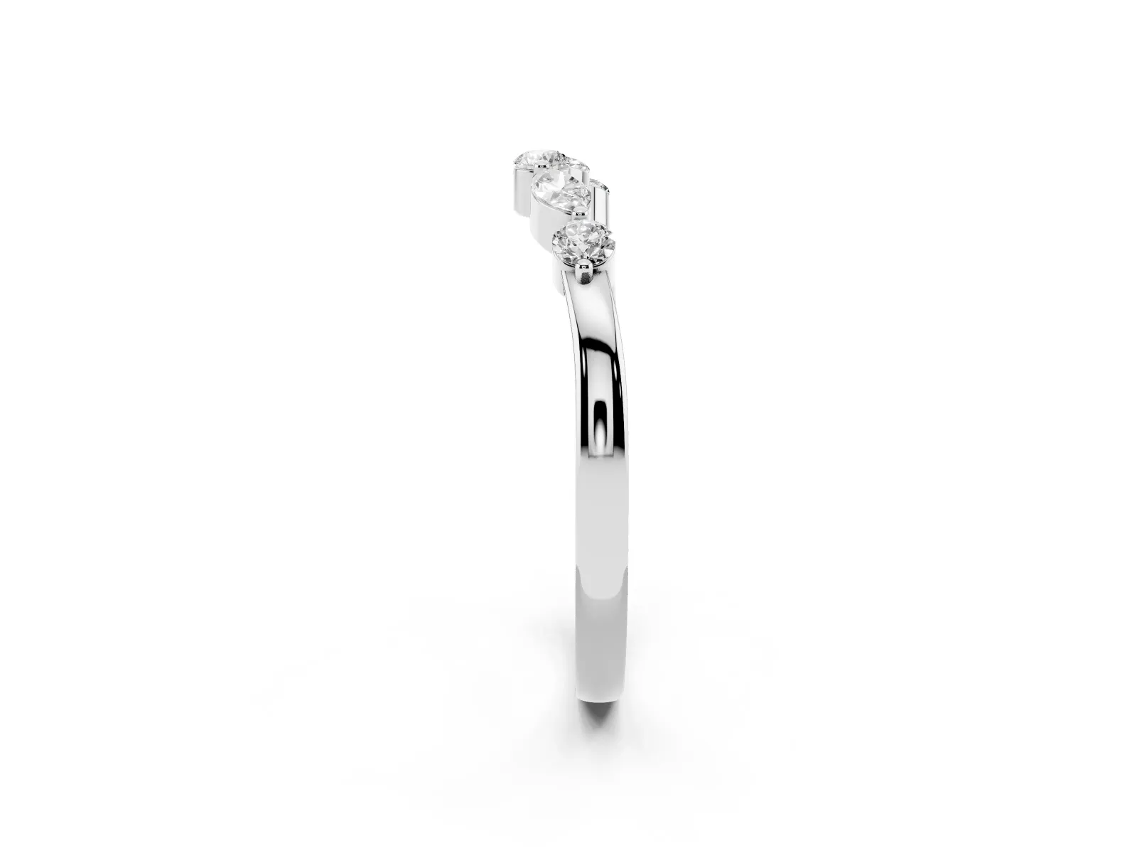 Round and Marquise Diamond Half Eternity Band with Prong Setting Silver