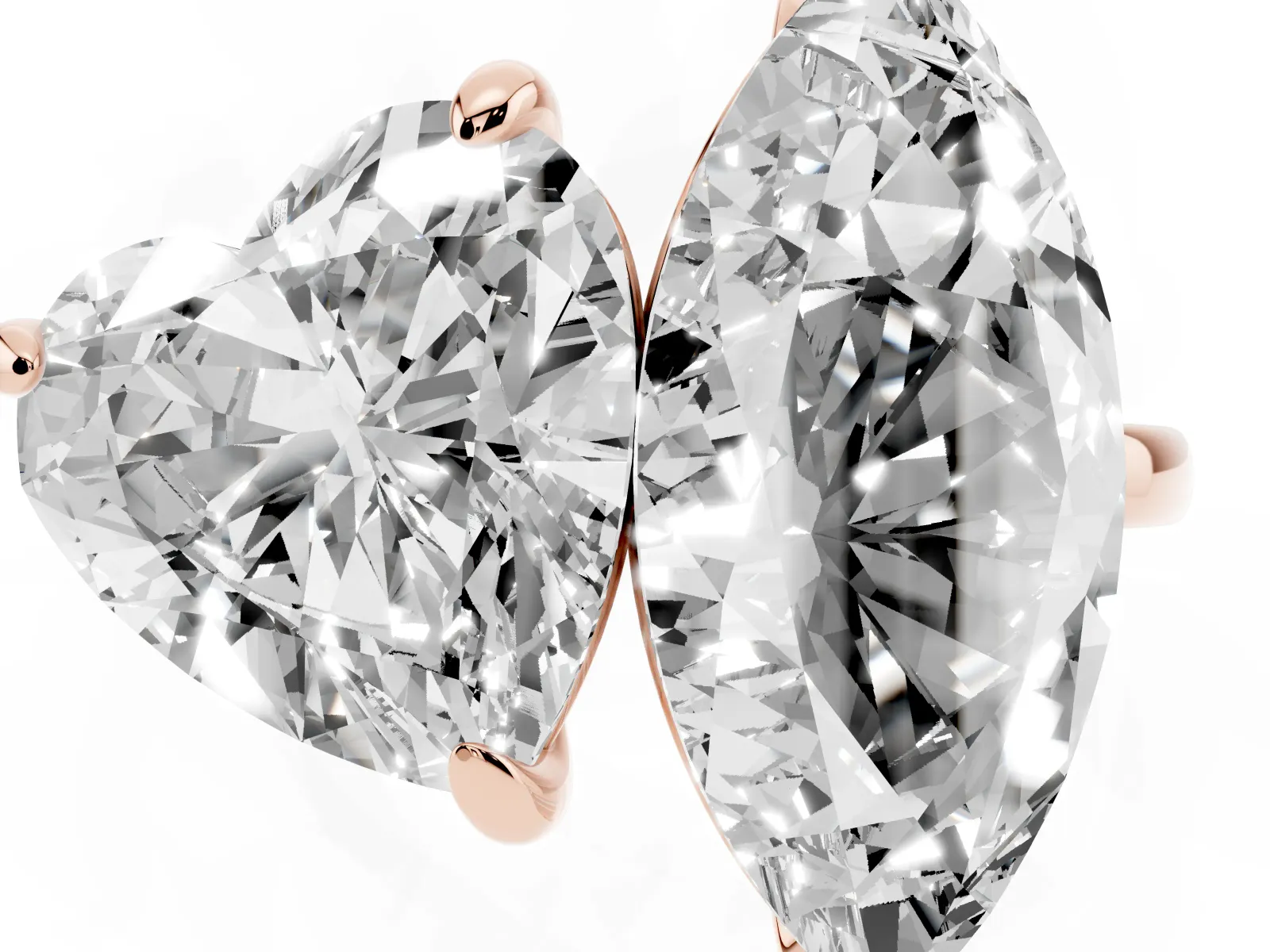Heart and Marquise Toi Moi Ring with Prong Setting and Micro Pave Band Rose gold