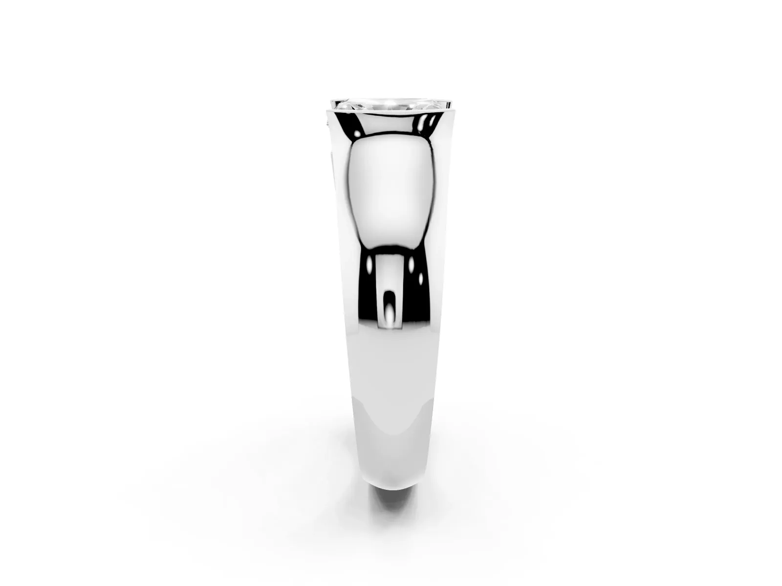 Radiant Cut Solitaire Bezel Set Diamond Ring with Wide Band White gold