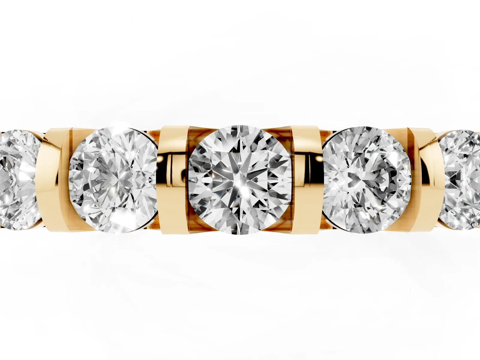 Five-Stone Round Diamond Half-Eternity Bar-Set Ring Yellow gold