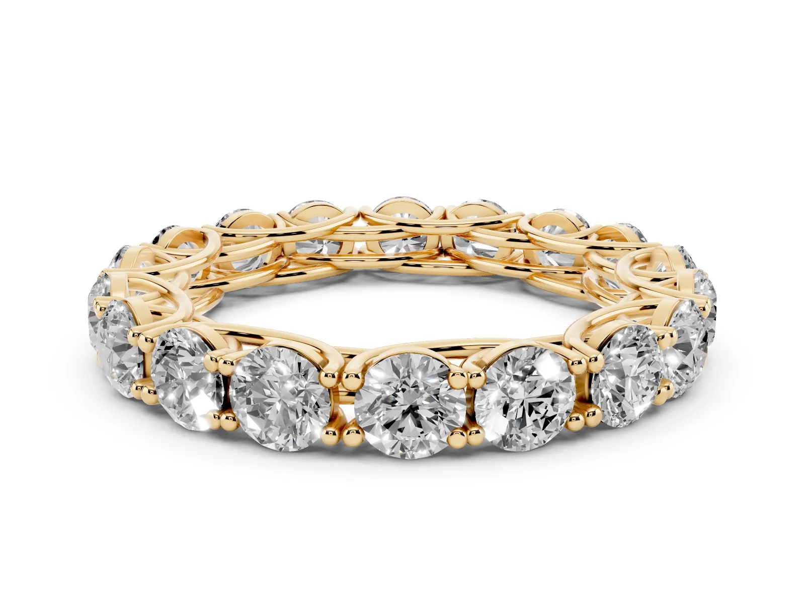 Round Diamond Woven Full Eternity Band Yellow gold