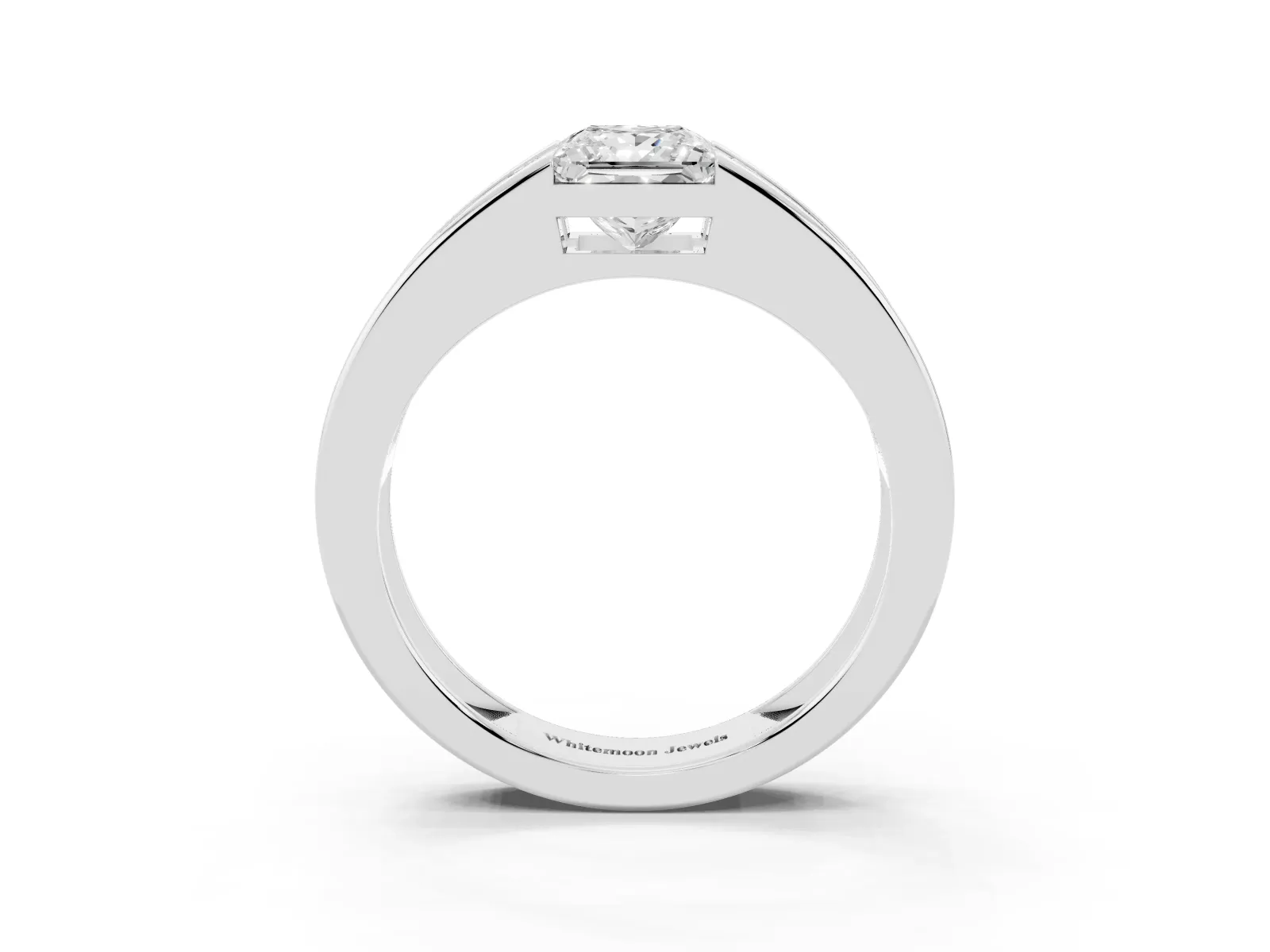 Princess Diamond Channel Set Mens Ring Platinum