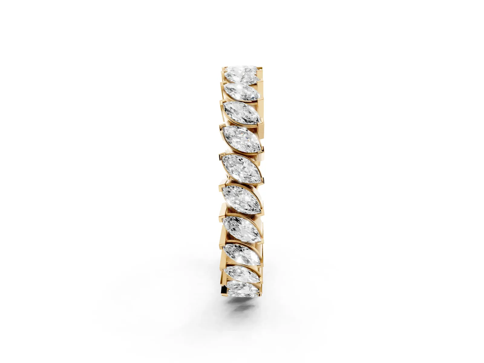 Marquise Diamond Shared Prong Full Eternity Band Yellow gold
